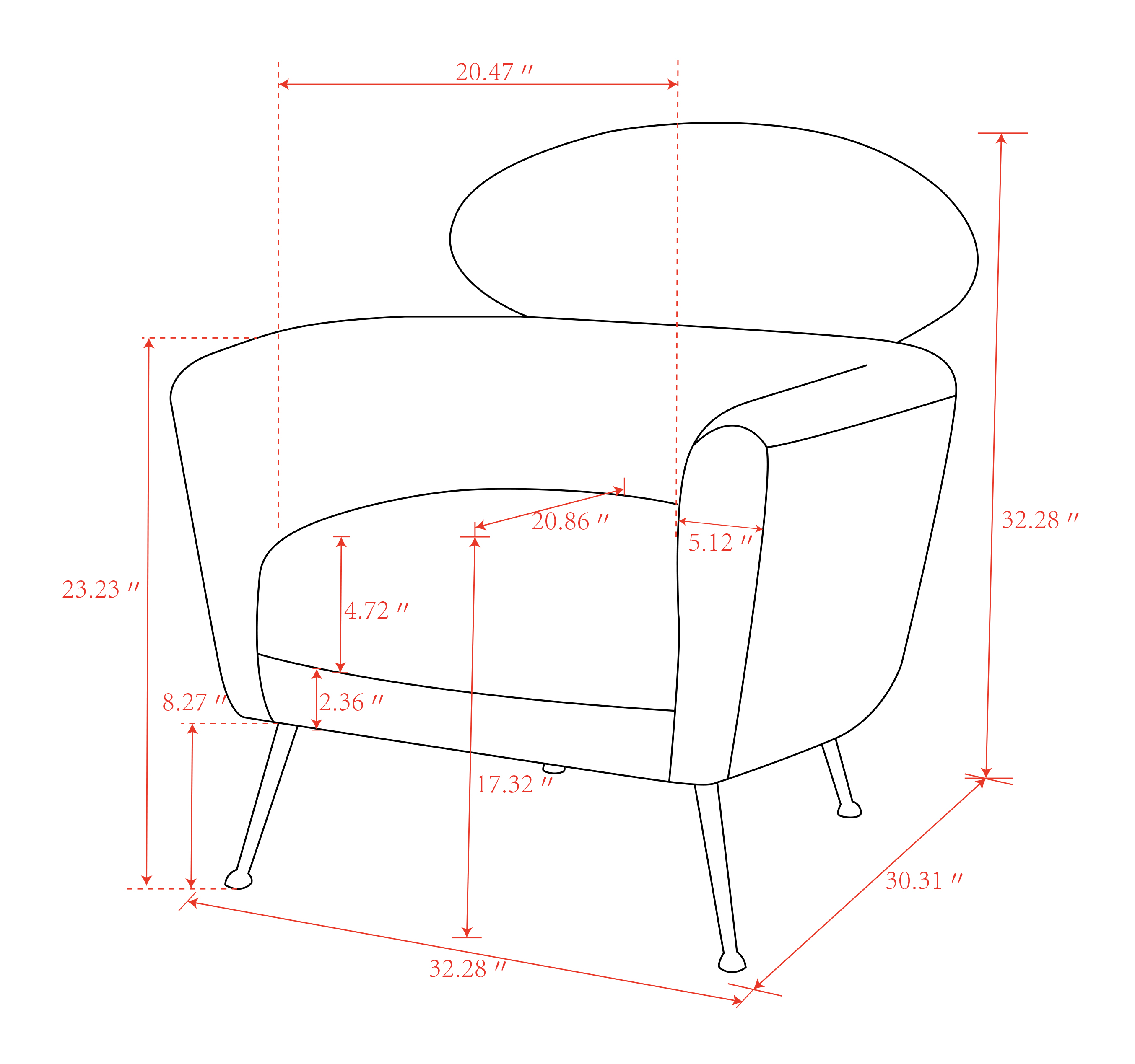 Pasargad - Felice Modern Armchair in Cream, Poly Fabric