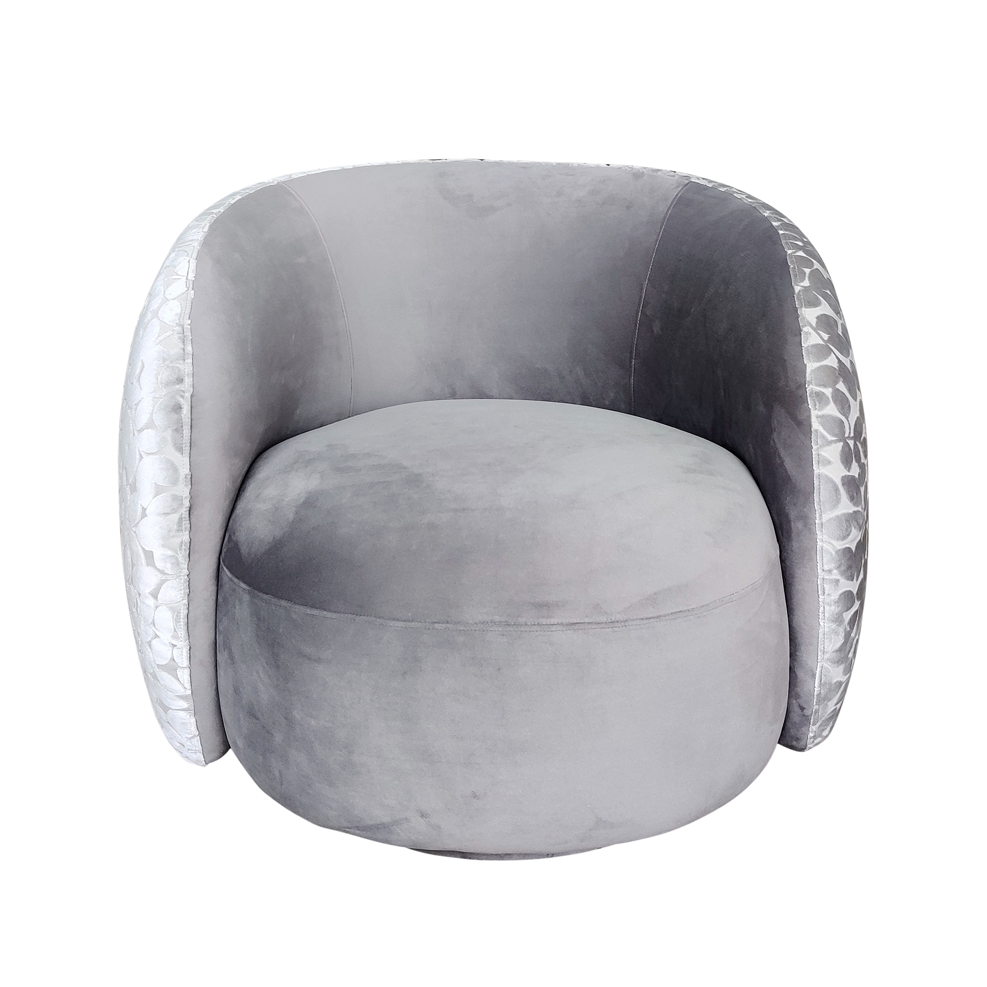 Pasargad - Allure Modern Swivel Armchair in Gray, Poly Fabric