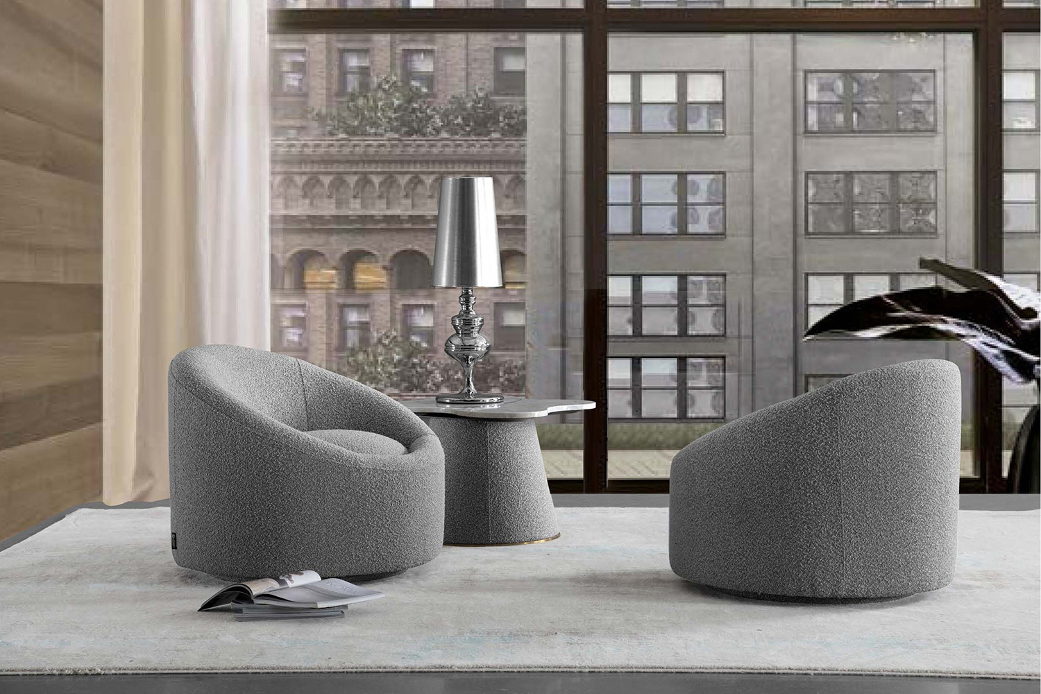 Pasargad™ Sienna Collection Modern Swivel Chair - Gray