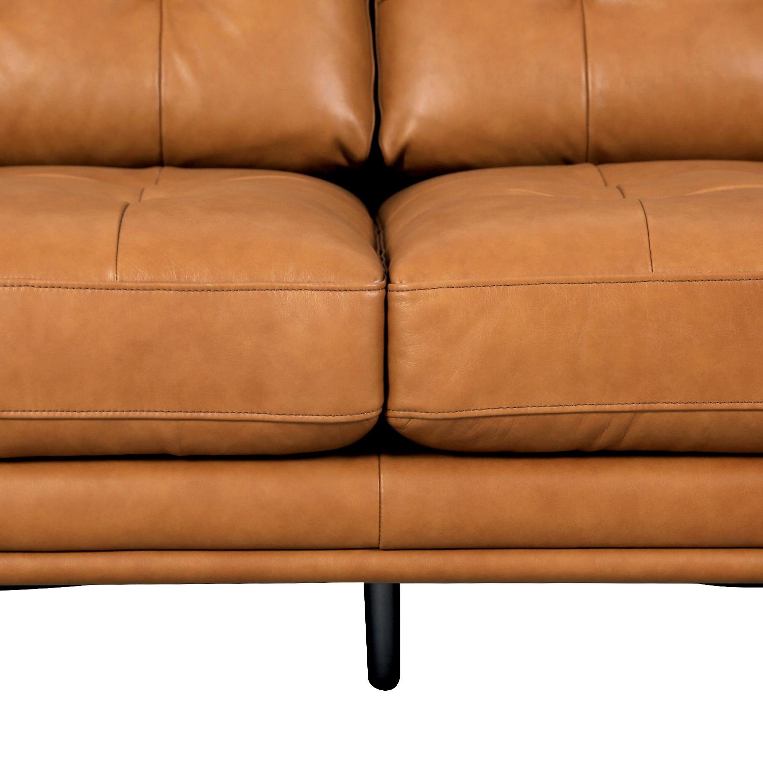 Pasargad Kimberly 3 Seater Sofa - Brown, Leather