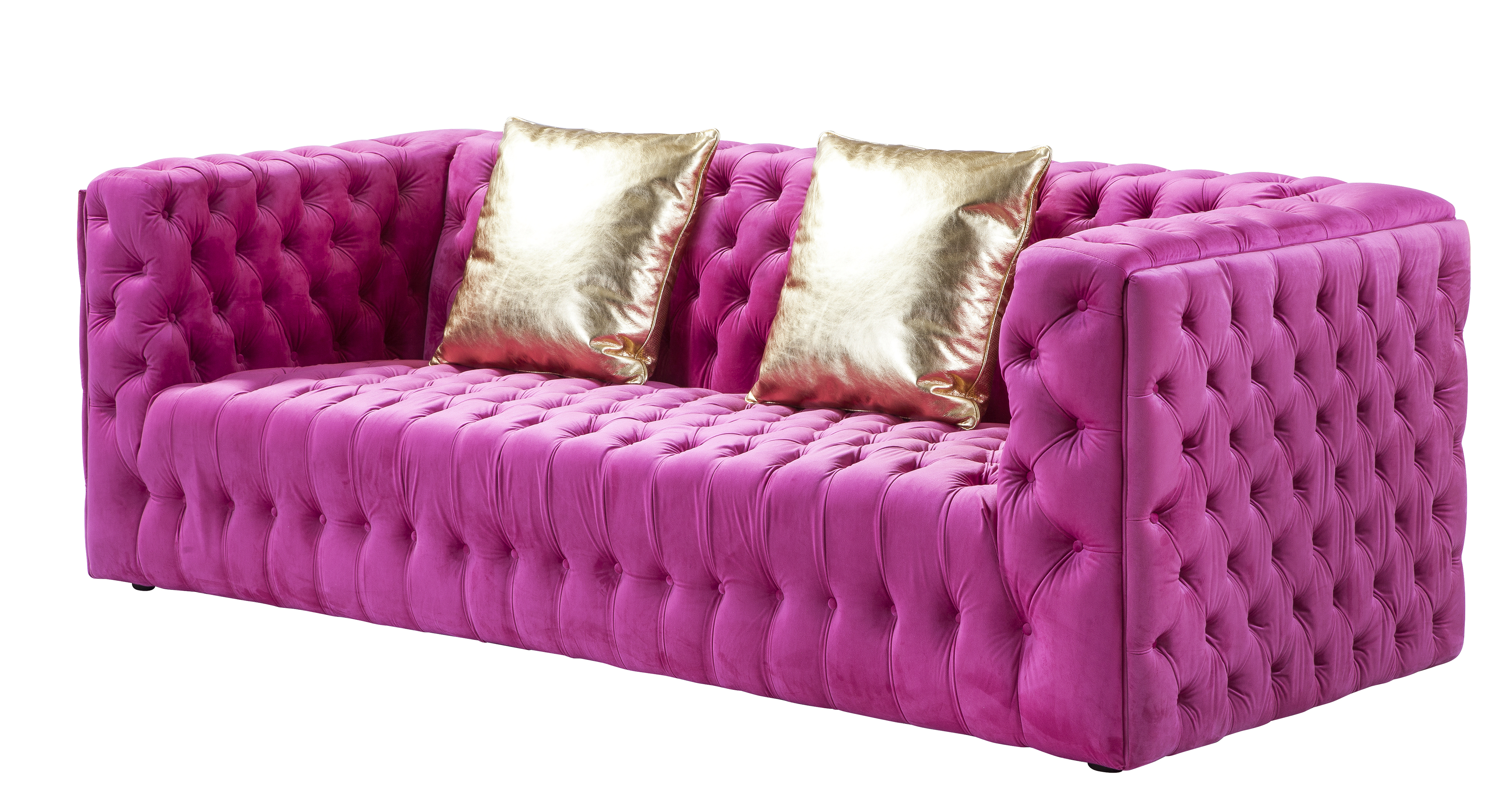 Pasargad - Vicenza Chesterfield Sofa in Fuschia, Velvet