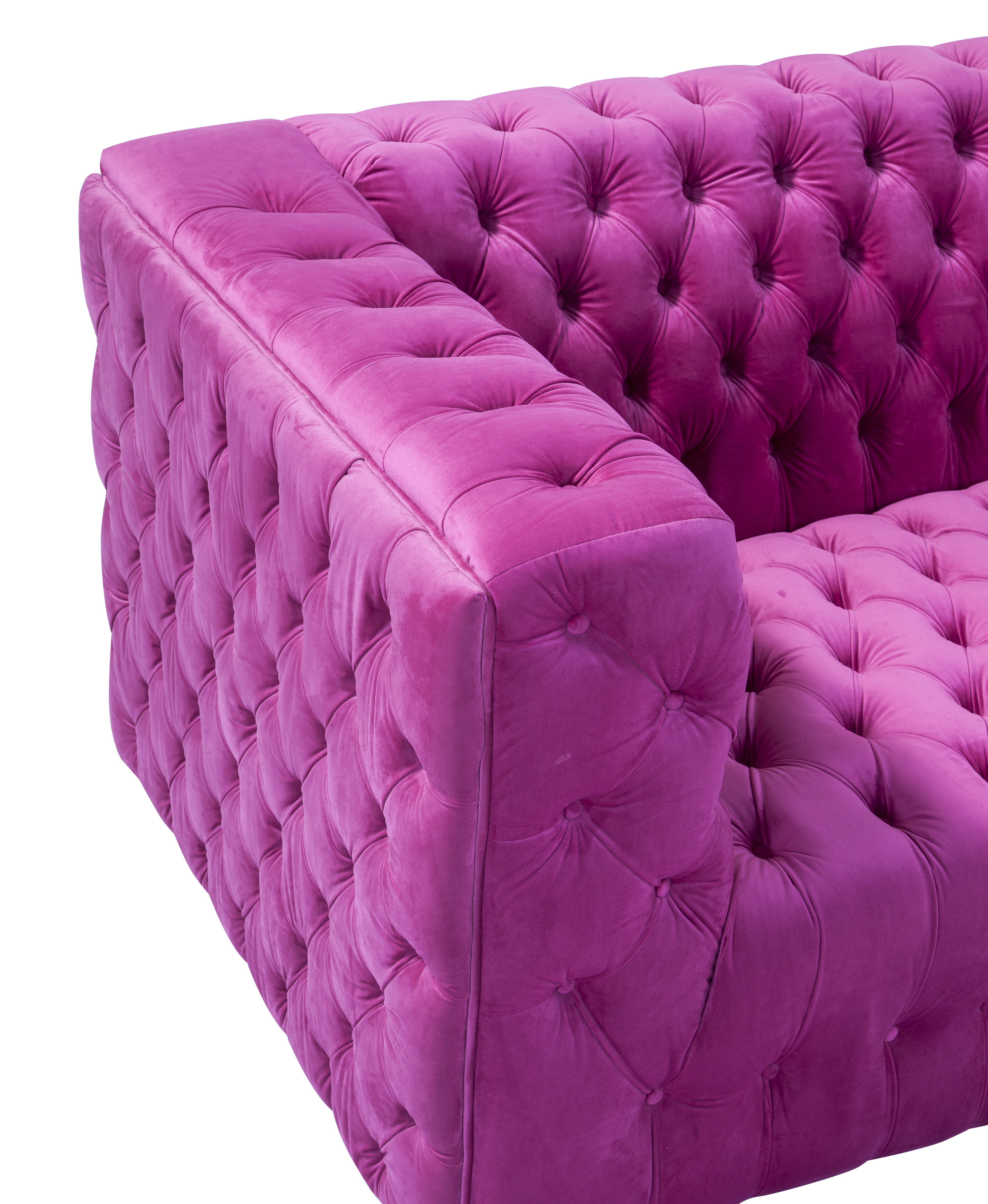 Pasargad - Vicenza Chesterfield Sofa in Fuschia, Velvet