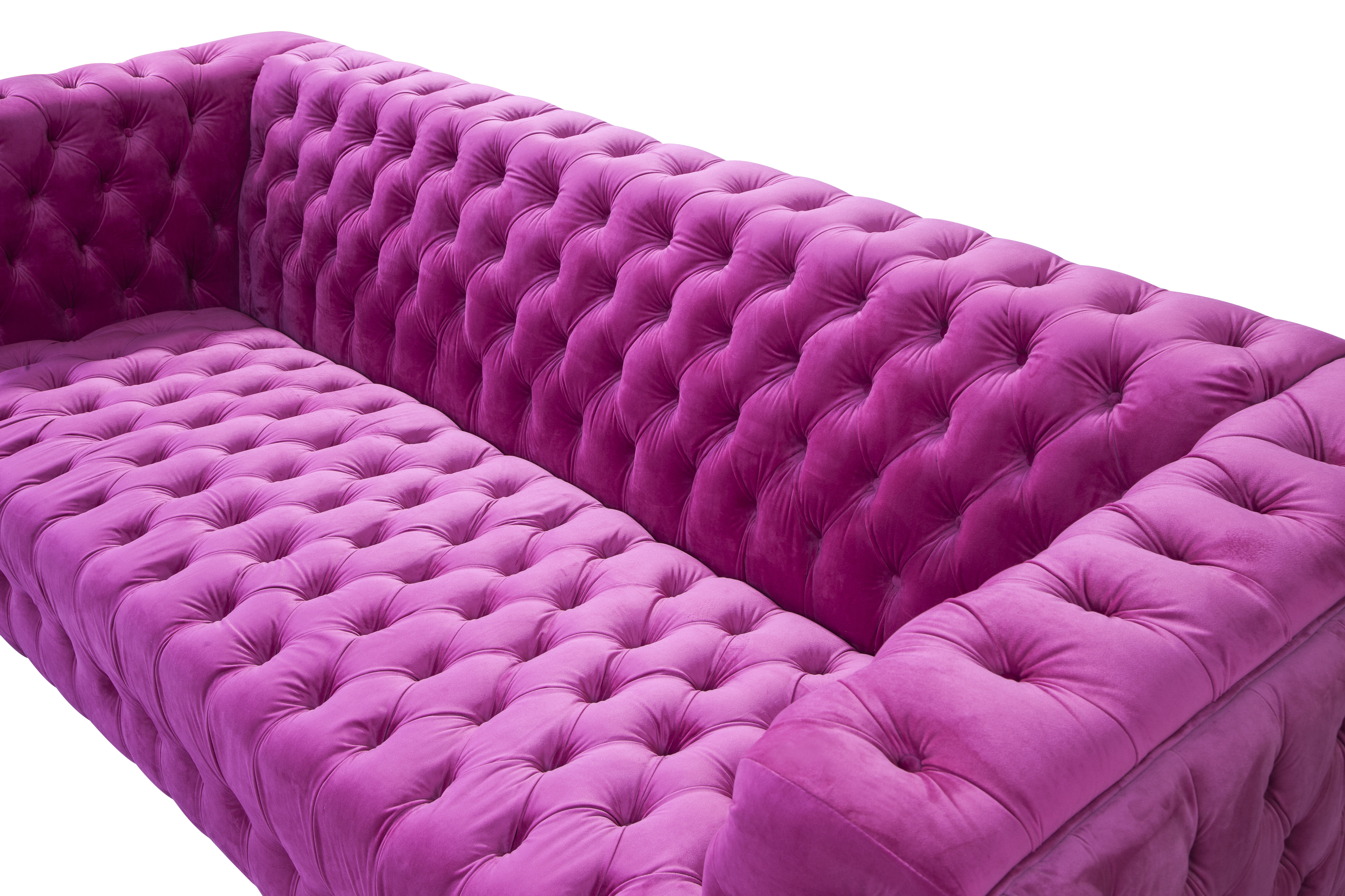 Pasargad - Vicenza Chesterfield Sofa in Fuschia, Velvet