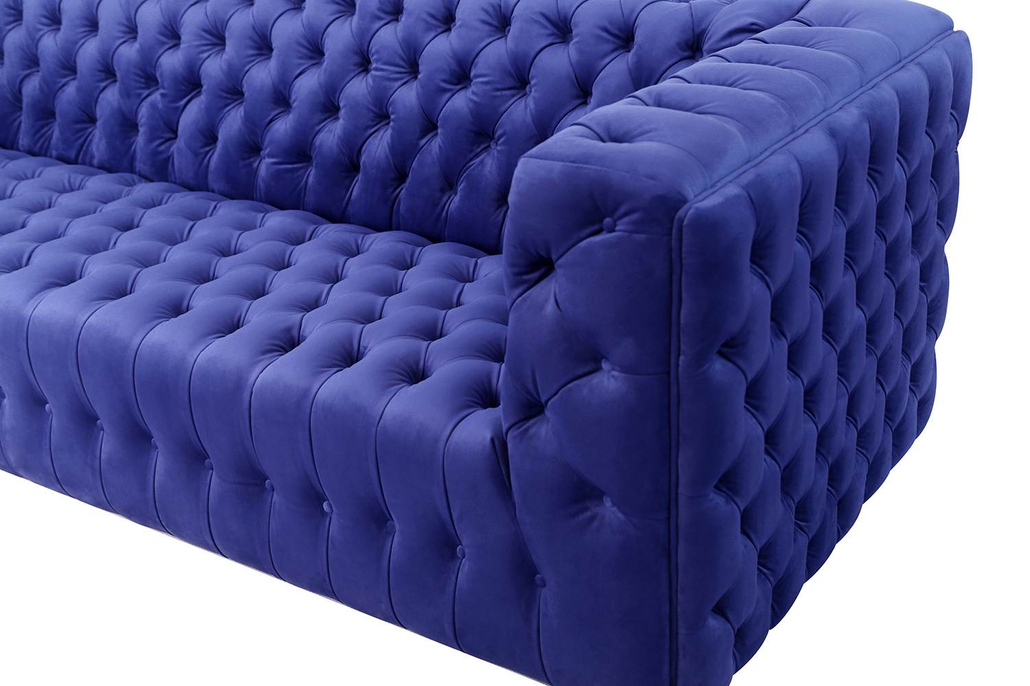 Pasargad Vicenza Collection Velvet Tufted Sofa - Blue