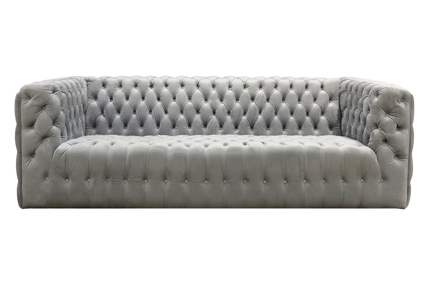 Pasargad Vicenza Collection Velvet Tufted Sofa - Silver