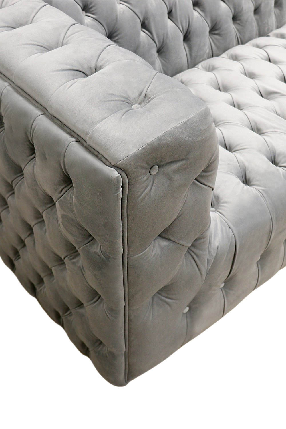 Pasargad Vicenza Collection Velvet Tufted Sofa - Silver