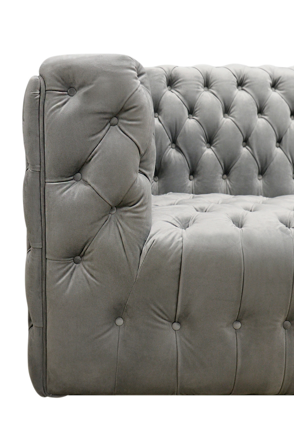 Pasargad Vicenza Collection Velvet Tufted Sofa - Silver