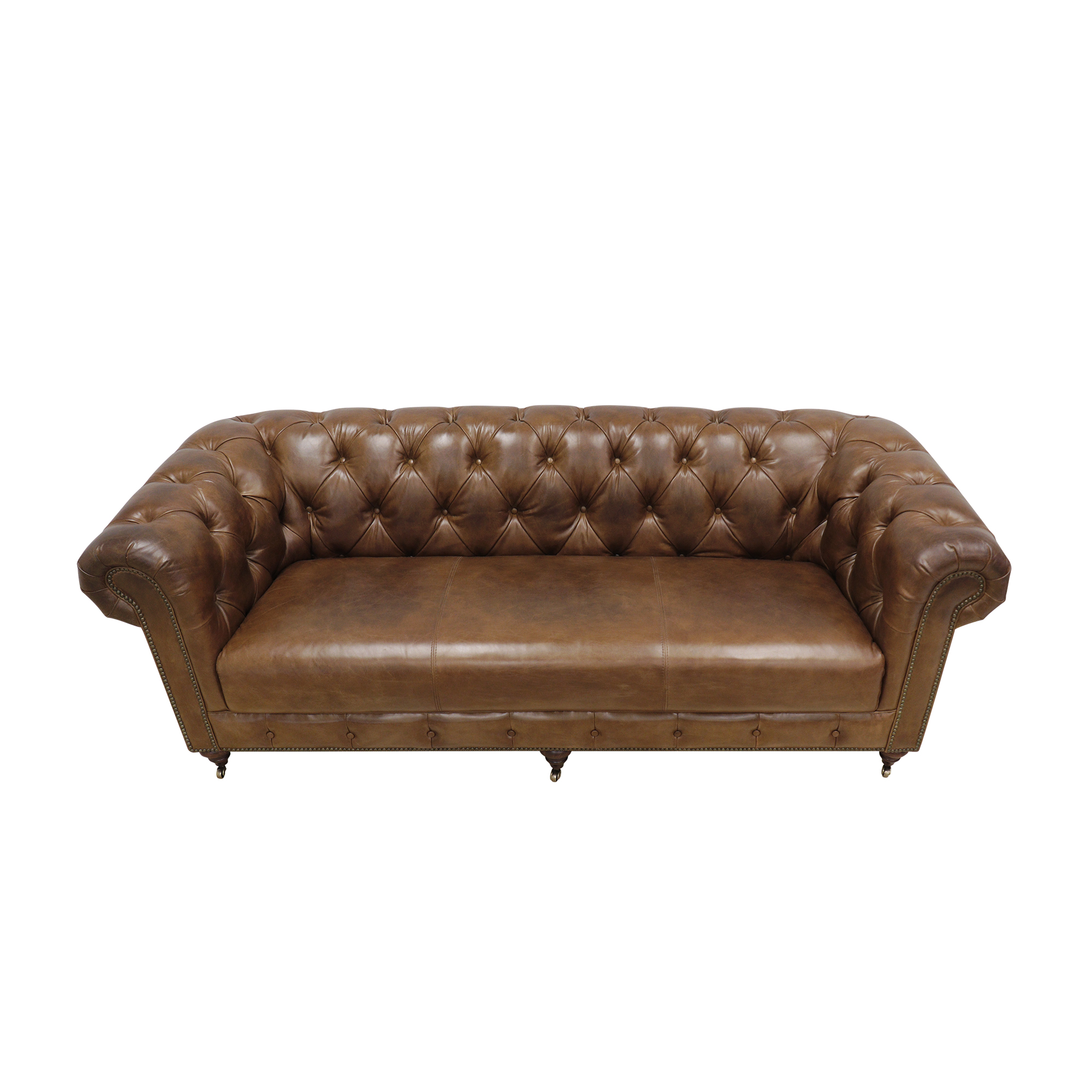 Pasargad™ Chester Bay Tufted Chesterfield Sofa - Brown, Genuine Leather