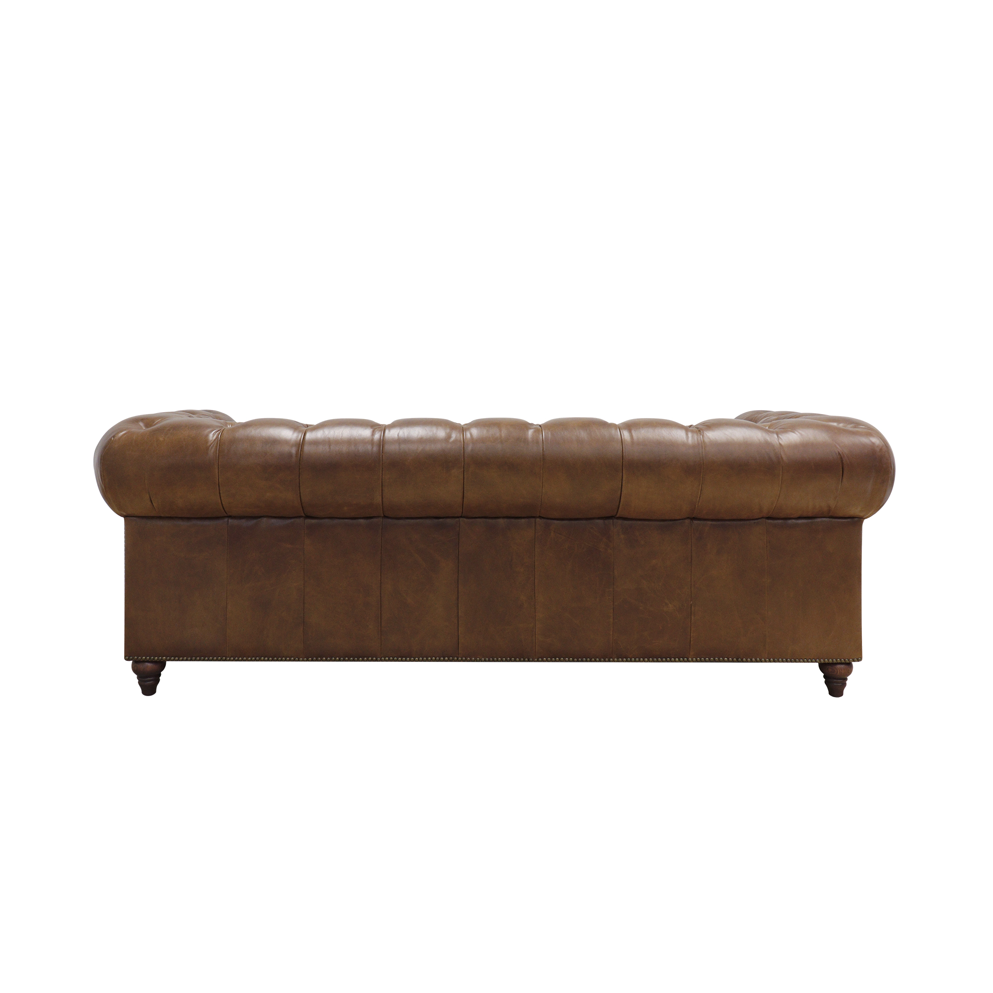 Pasargad™ Chester Bay Tufted Chesterfield Sofa - Brown, Genuine Leather