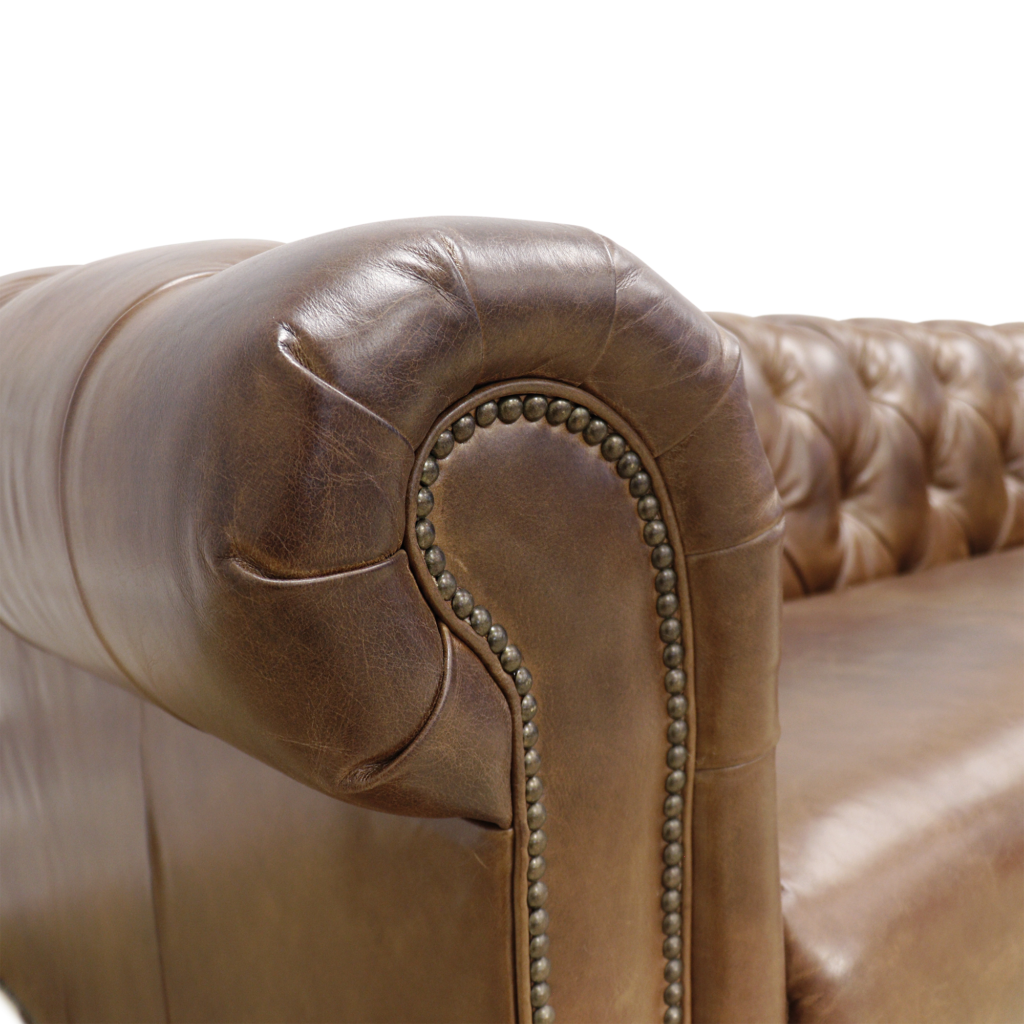 Pasargad™ Chester Bay Tufted Chesterfield Sofa - Brown, Genuine Leather