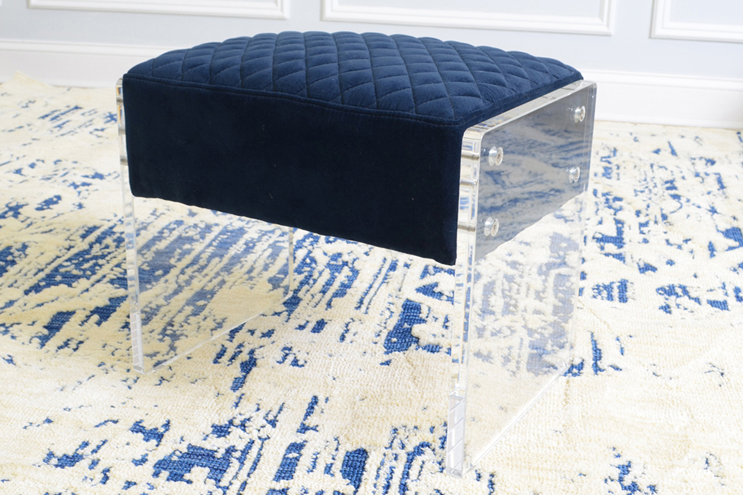 Pasargad - Tribecca Collection Velvet Stool