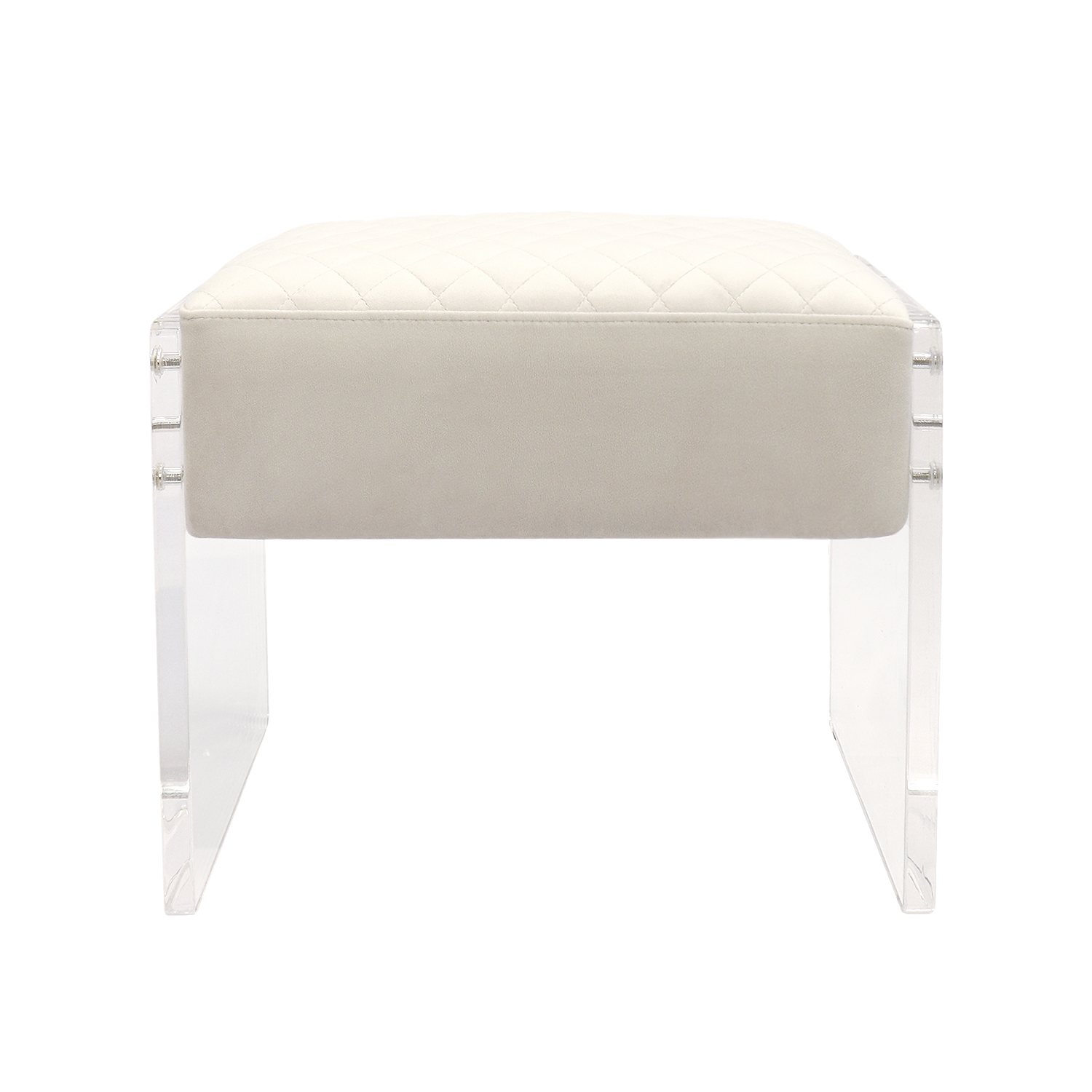 Pasargad - Tribecca Stool in Ivory/Clear, Acrylic/Velvet