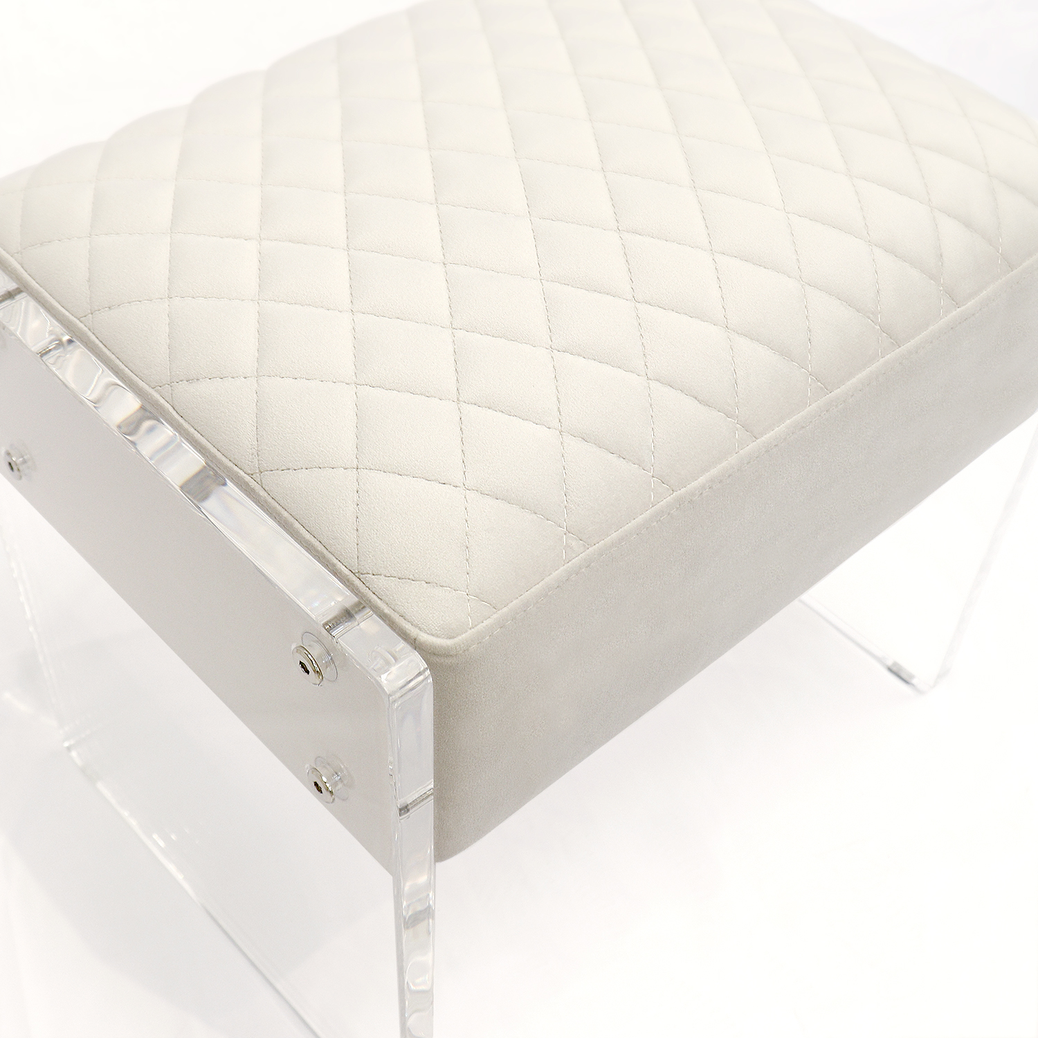 Pasargad - Tribecca Stool in Ivory/Clear, Acrylic/Velvet