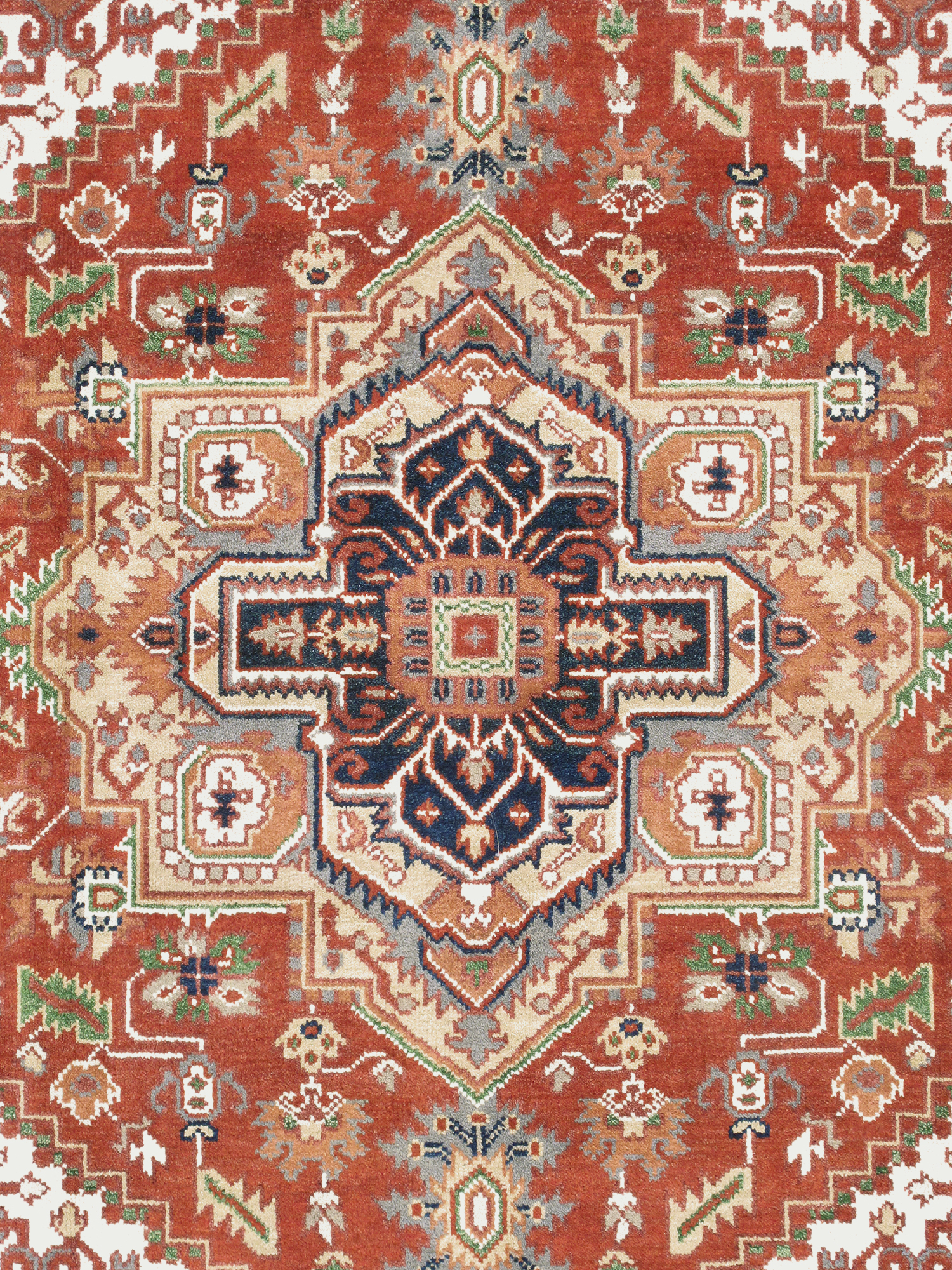 Pasargad - Serapi Collection Hand-Knotted Wool Area Rug in Rust/Navy, 93" x 122" (T-114 8x10)