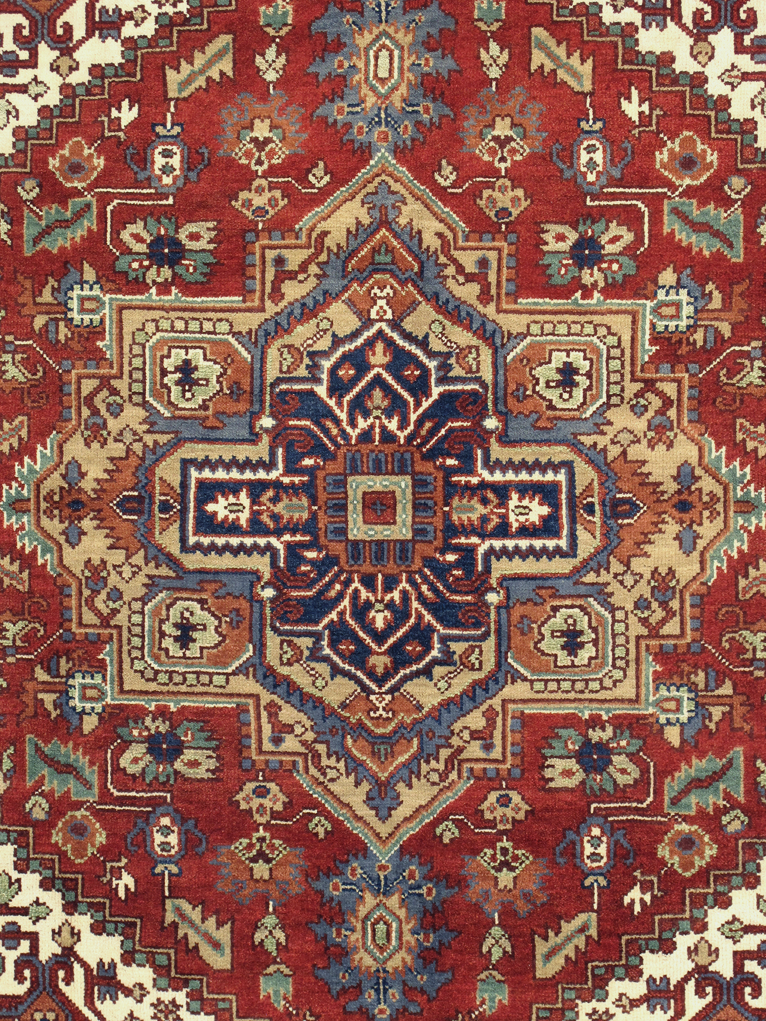 Pasargad - Serapi Collection Hand-Knotted Wool Area Rug in Rust/Navy, 94" x 122" (T-115 8x10)