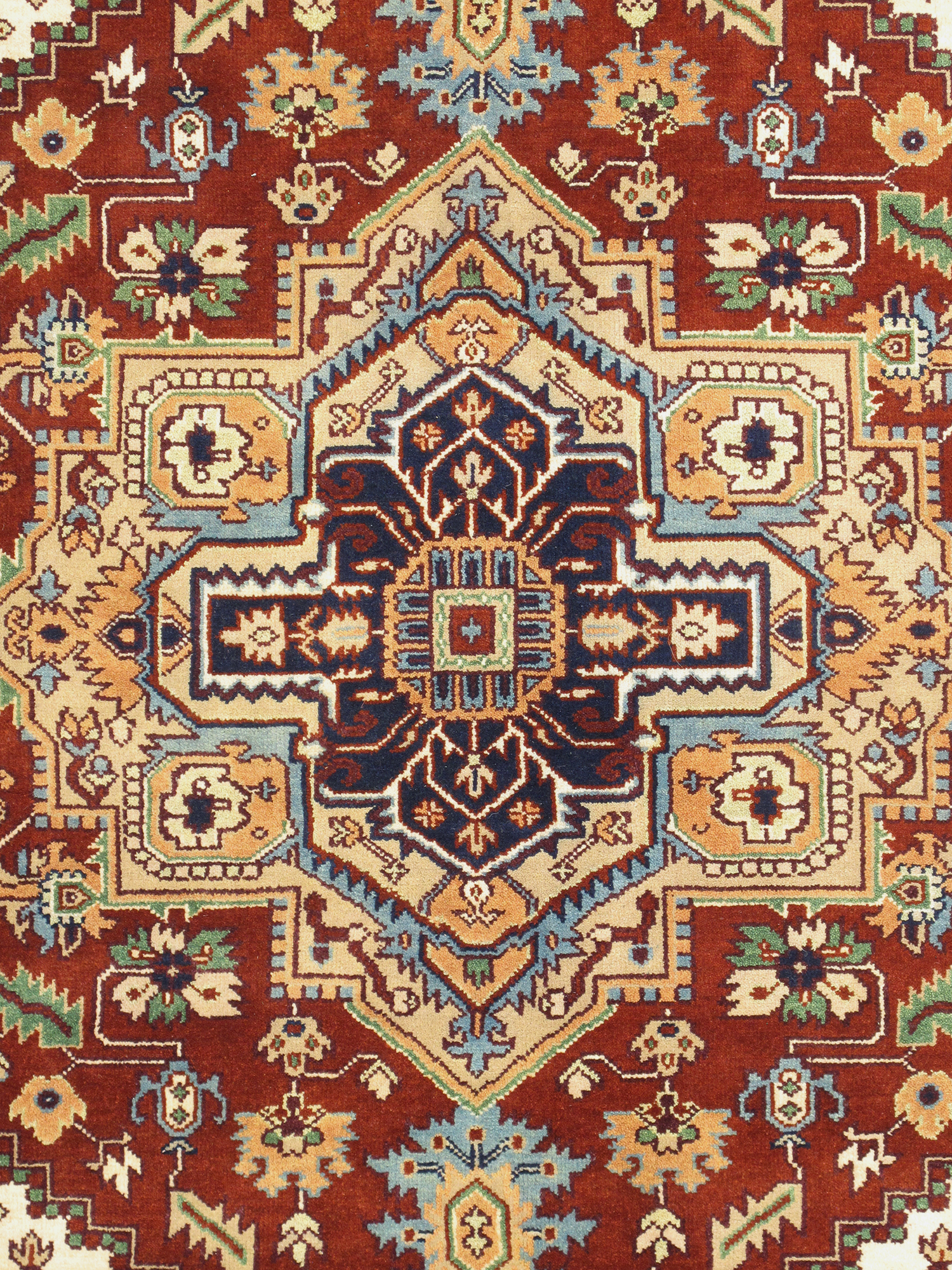 Pasargad - Serapi Collection Hand-Knotted Wool Area Rug in Rust/Navy, 91" x 117" (T-119 8x10)