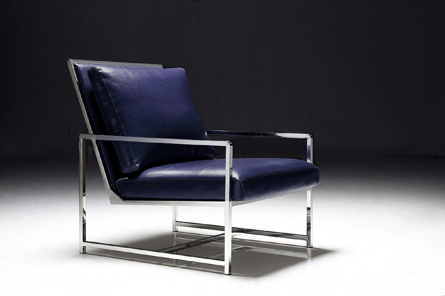 Pasargad™ Luxe Collection Navy Leather Chairs - Navy