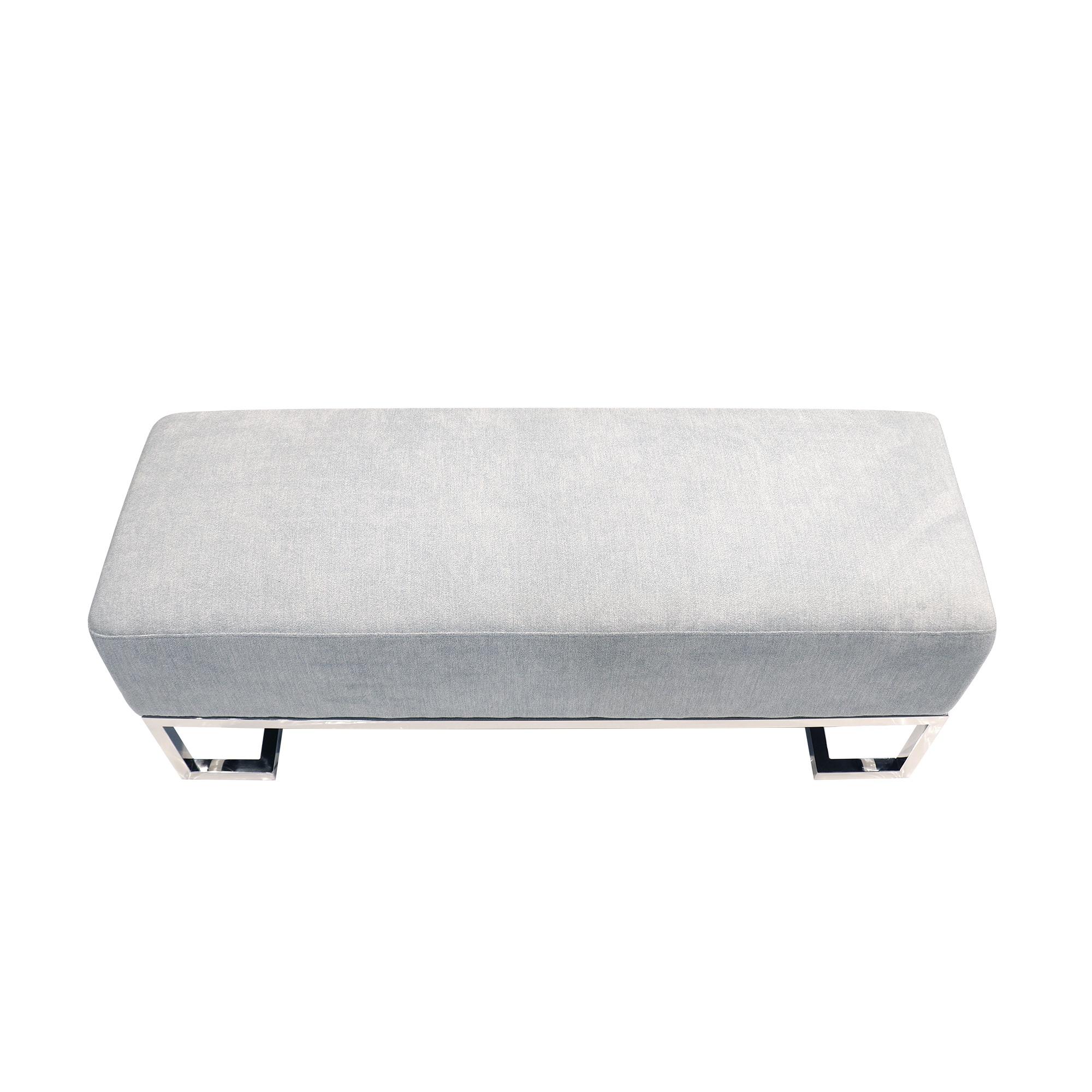 Pasargad Luxe Upholstered Bench - Blue/Chrome, Polyester