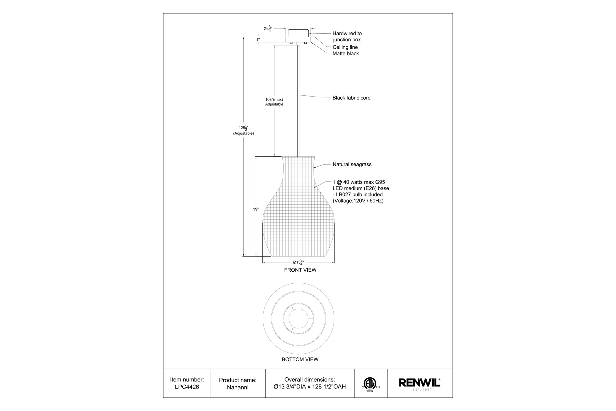 Renwil™ Nahanni Pendant Lighting - Natural