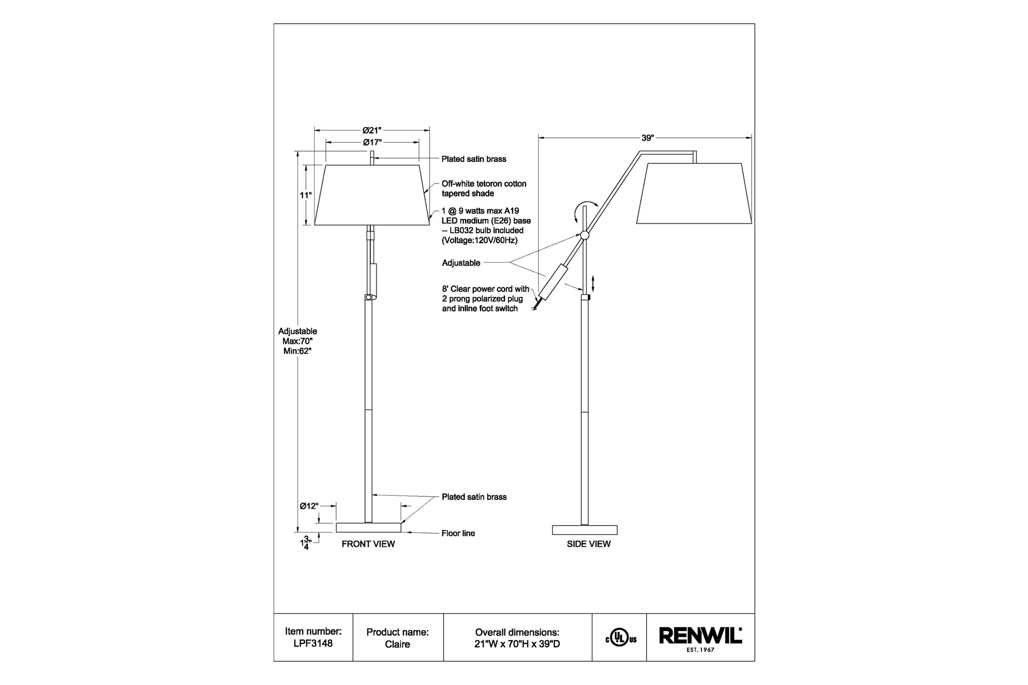 Renwil™ - Claire Floor Lamp