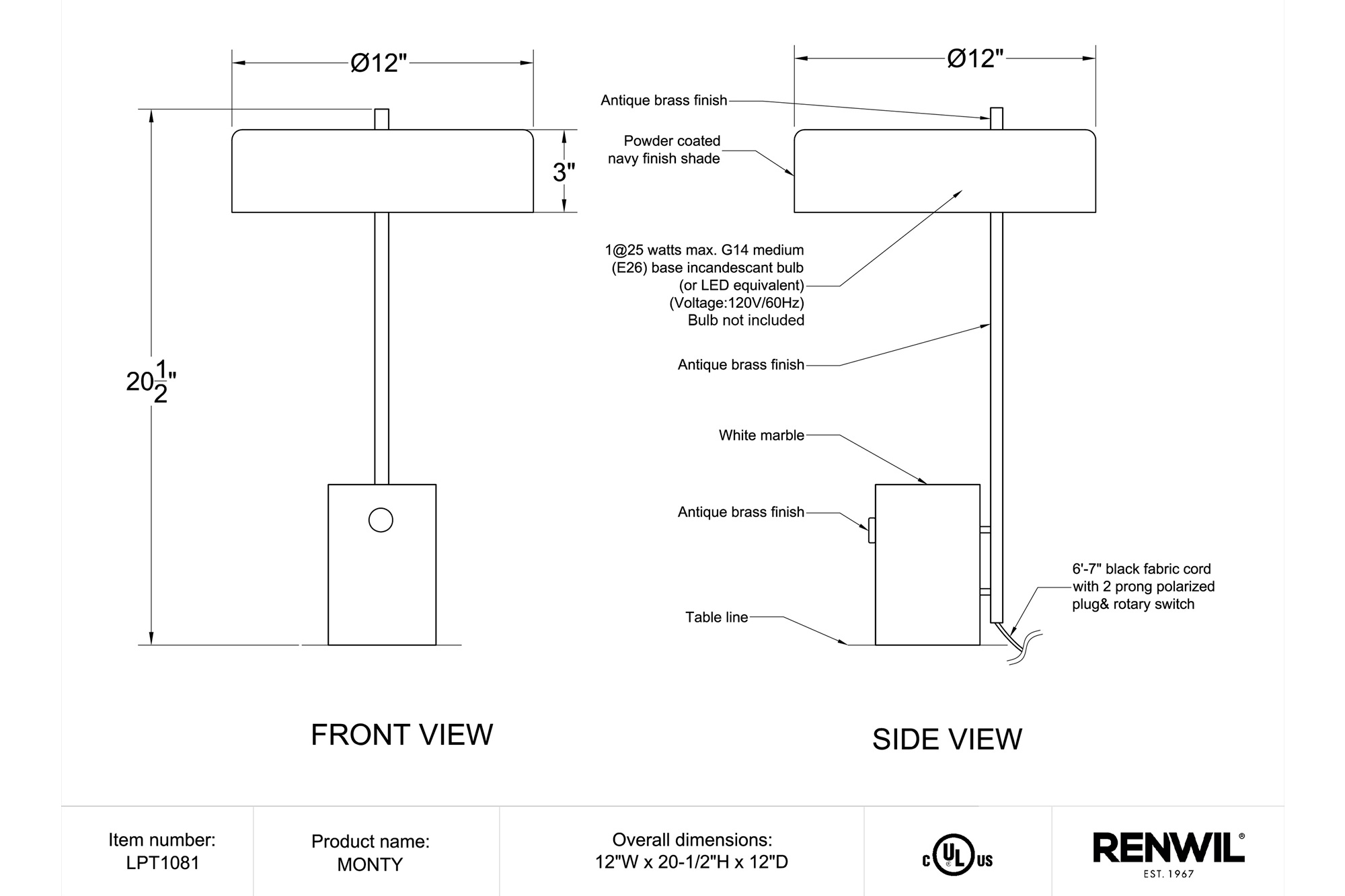 Renwil™ - Monty Table Lamp