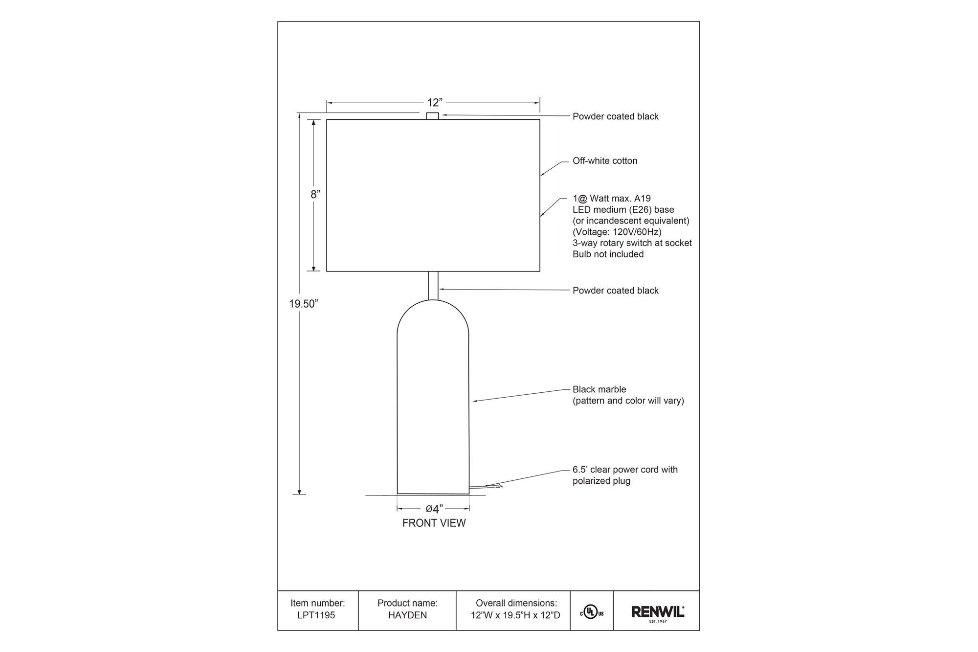 Renwil™ - Hayden Table Lamp