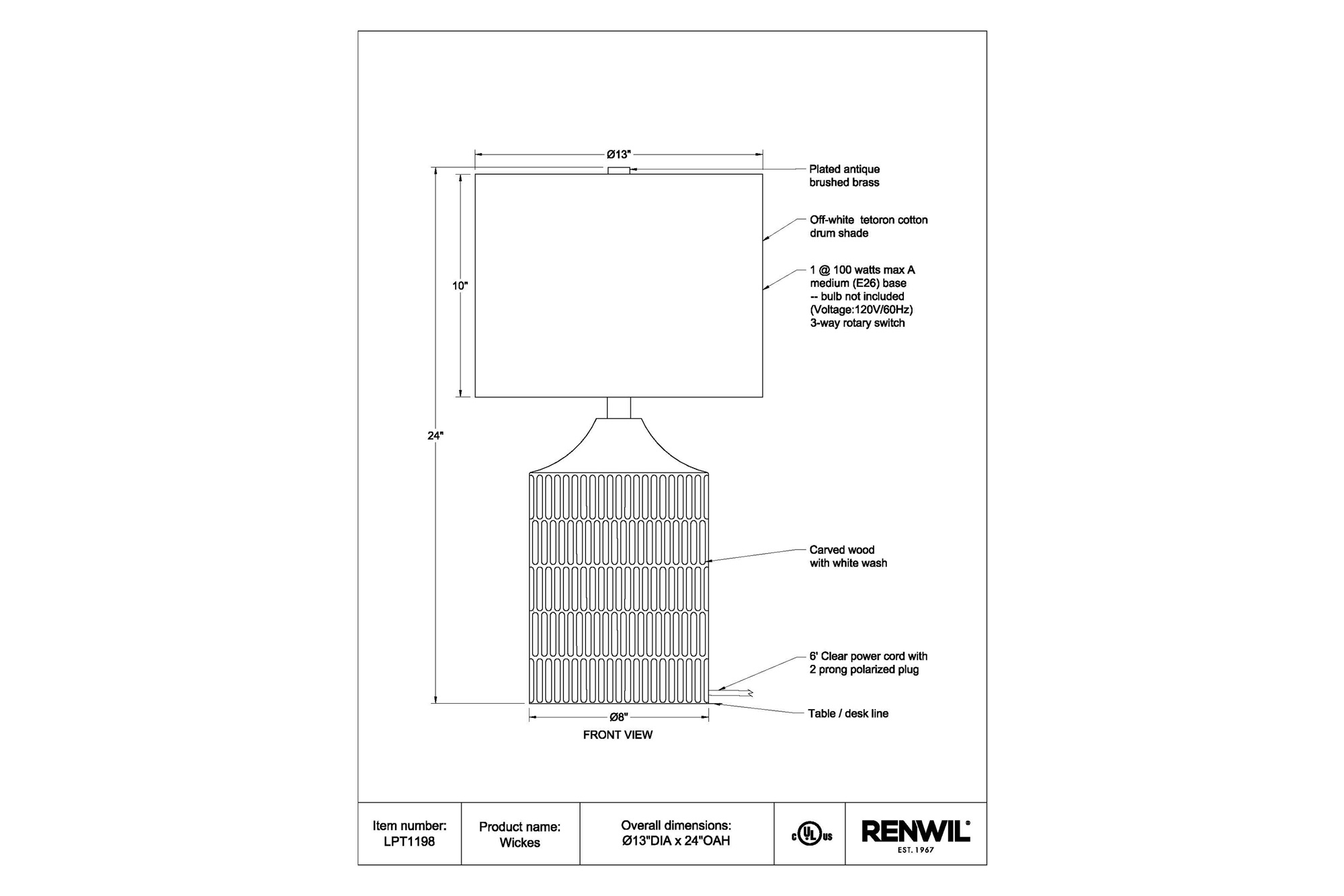 Renwil™ - Wickes Table Lamp