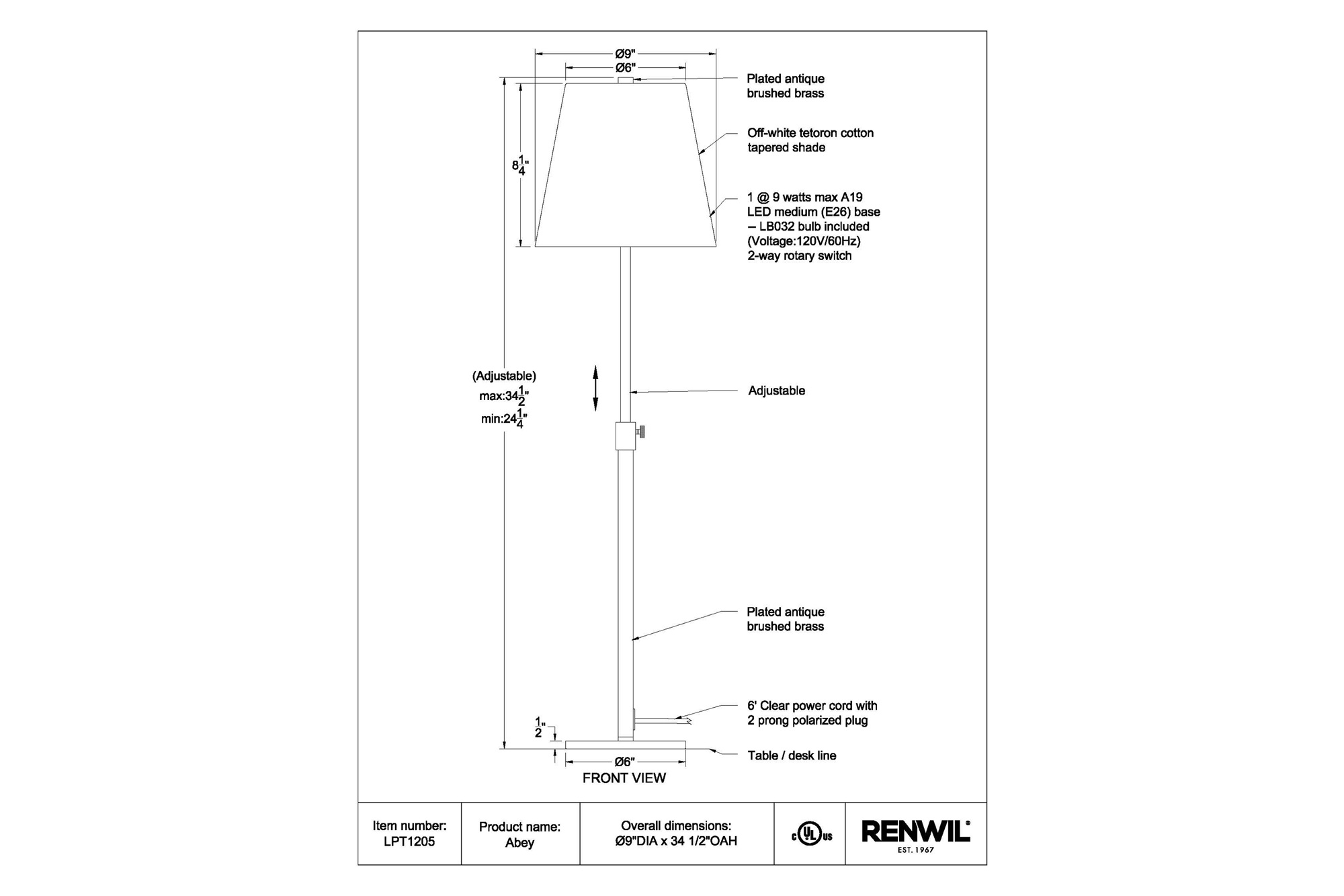 Renwil - Abey Table Lamp