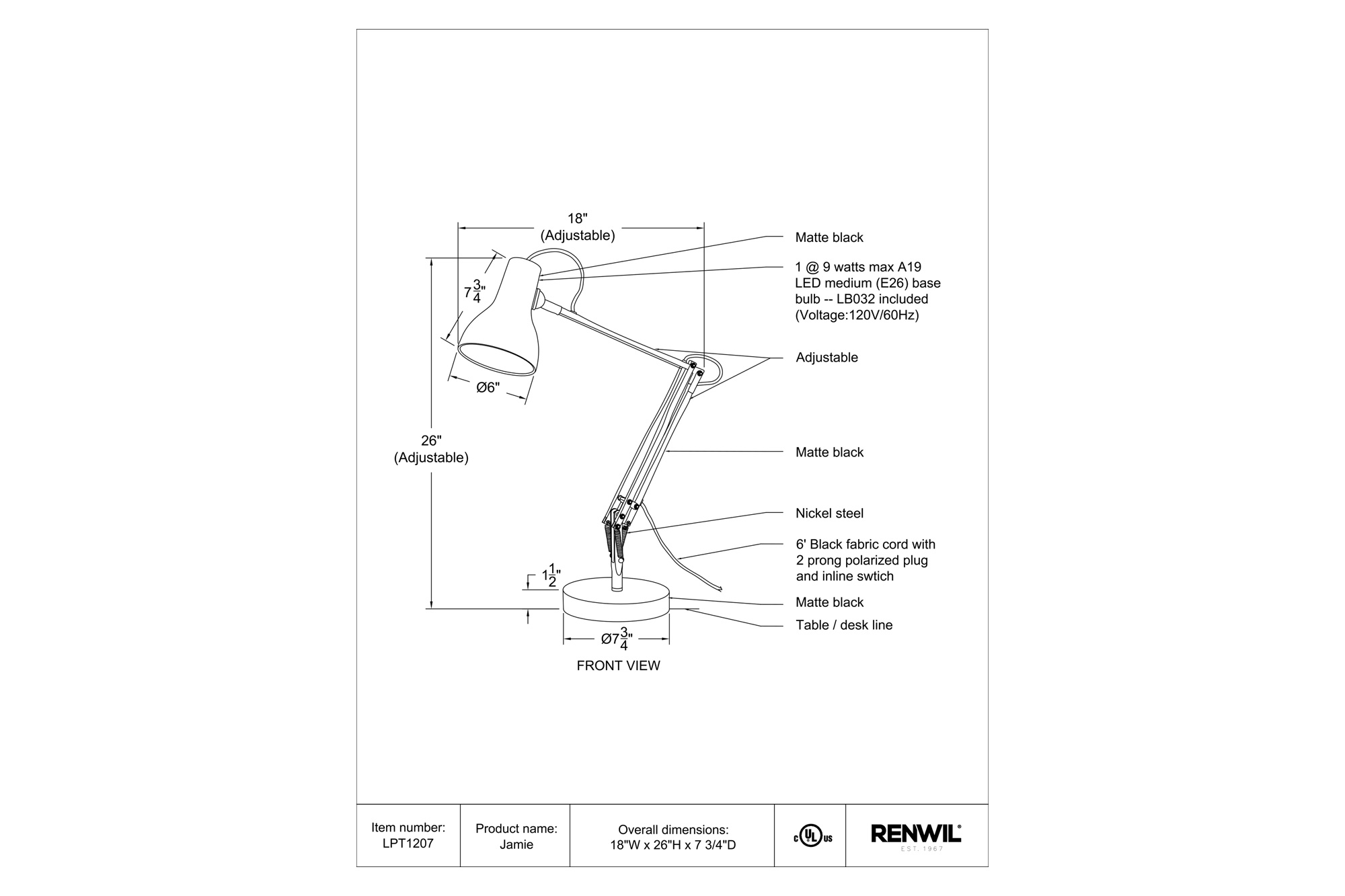 Renwil™ - Jamie Table Lamp