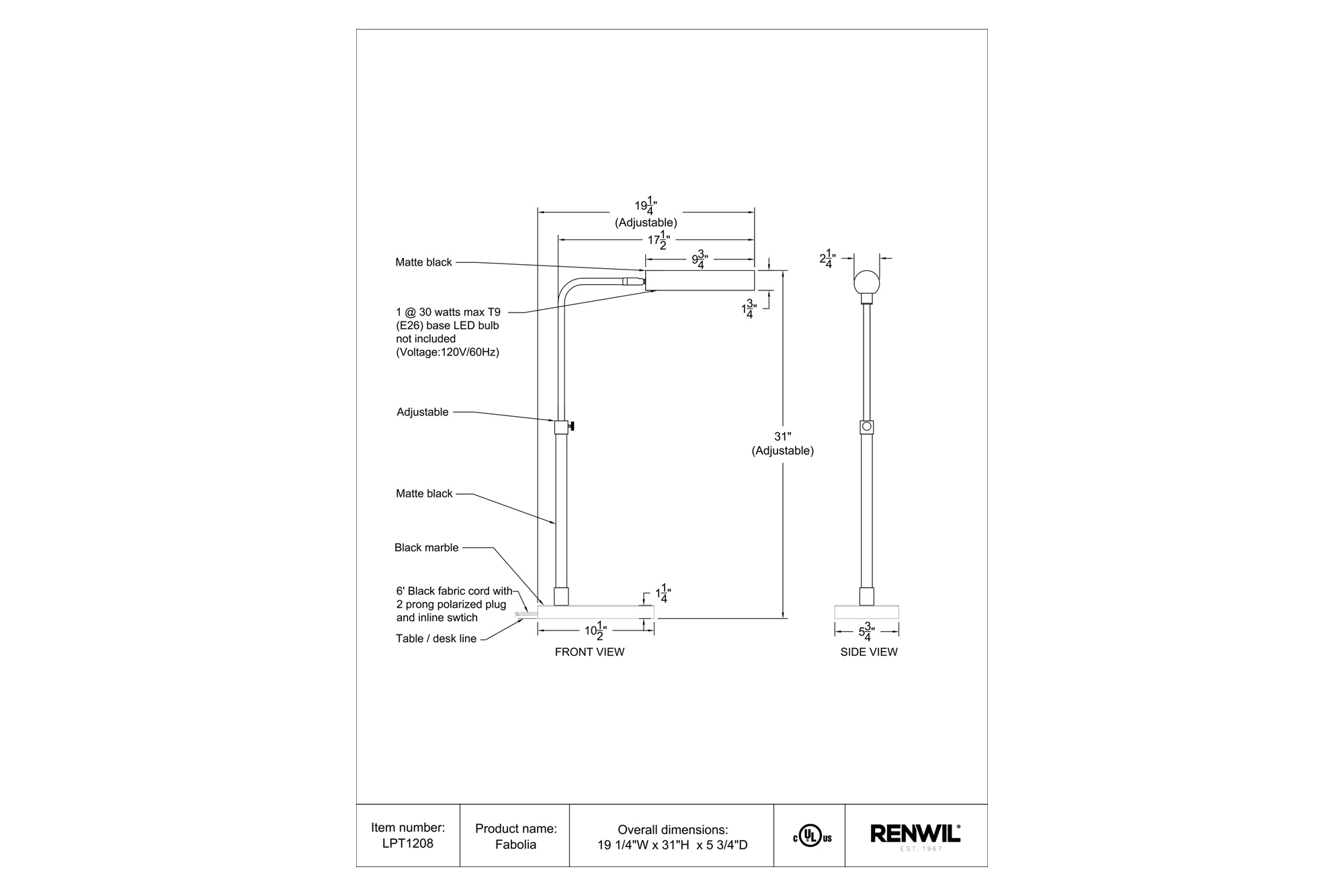 Renwil - Fabolia Table Lamp