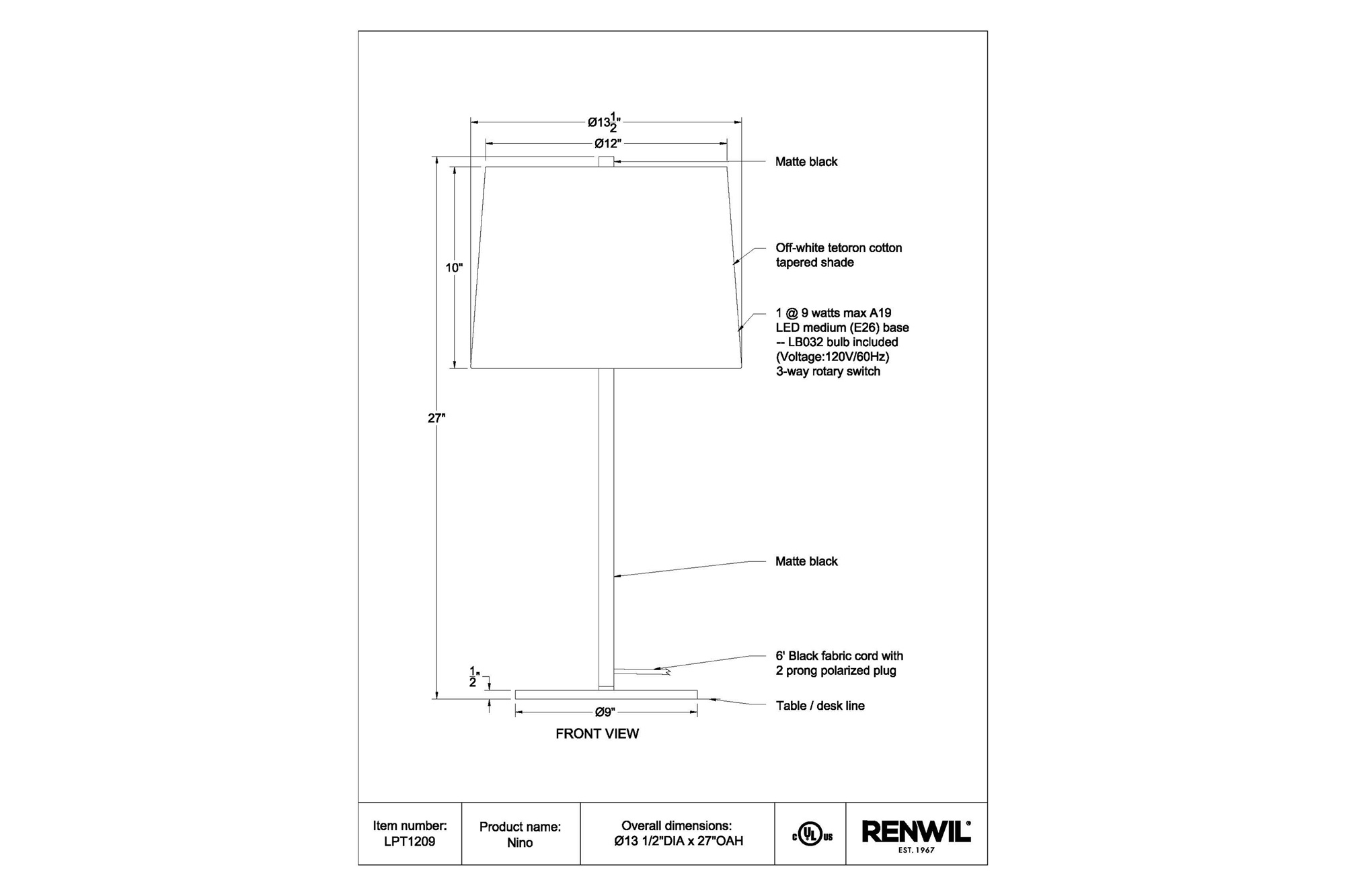 Renwil - Nino Table Lamp