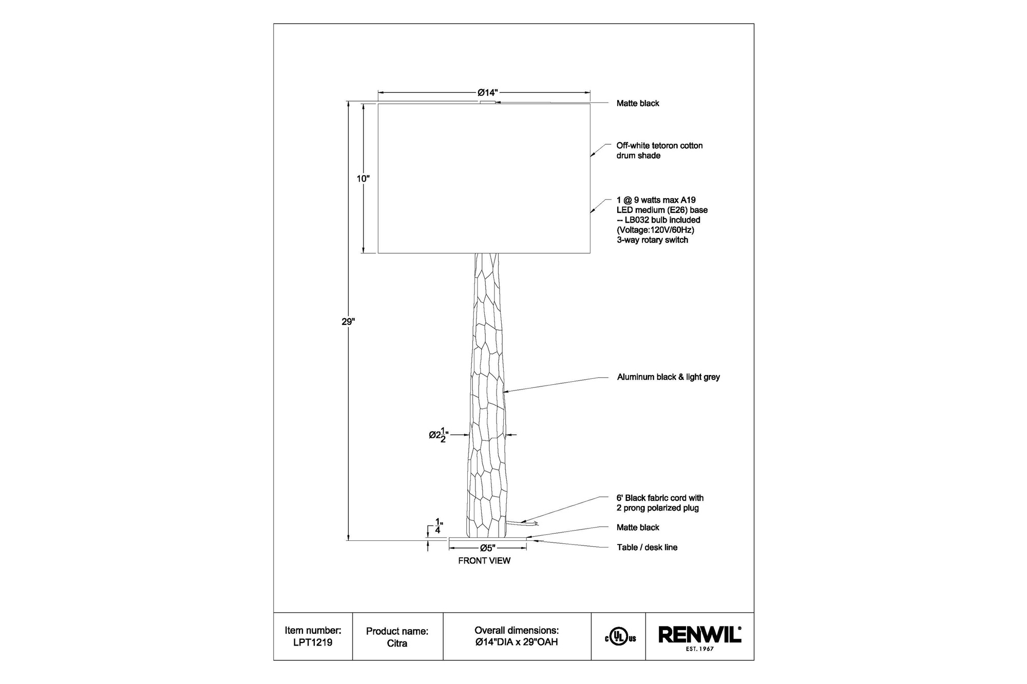 Renwil - Citra Table Lamp