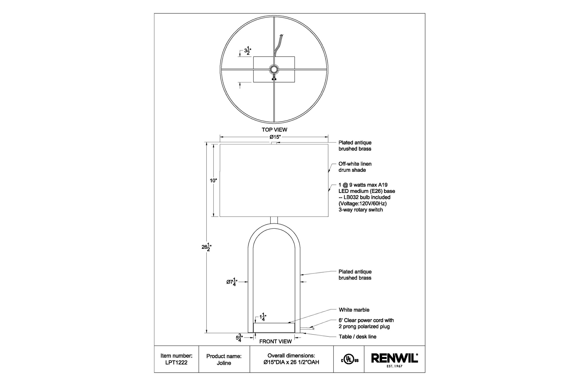 Renwil - Joline Table Lamp