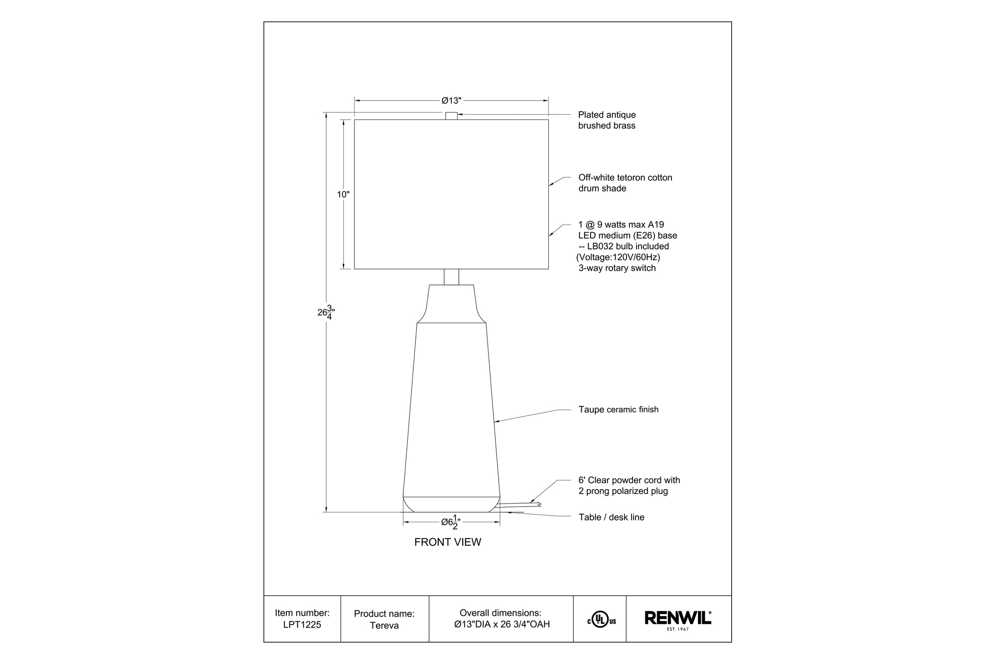 Renwil™ - Tereva Table Lamp