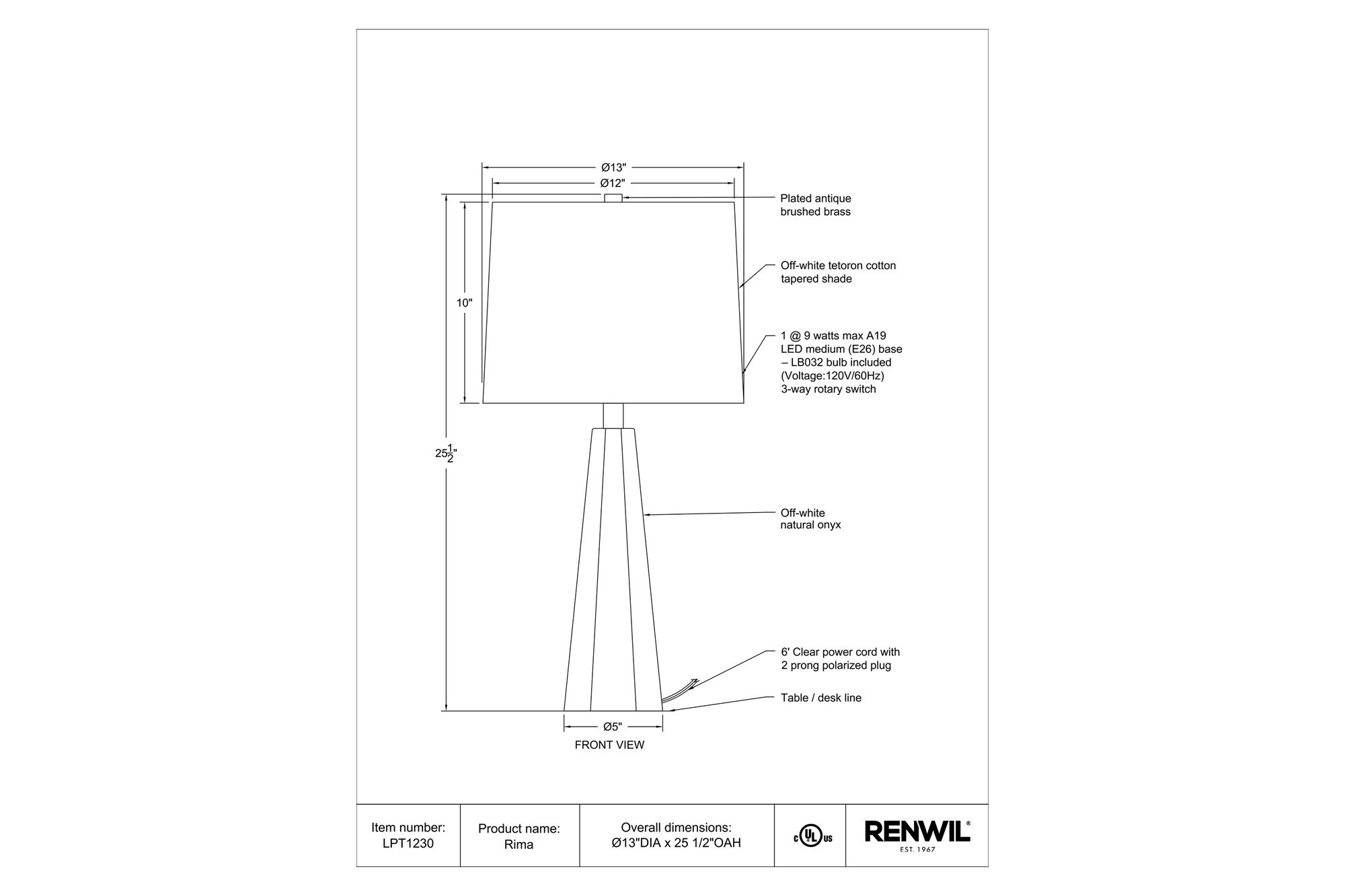 Renwil - Rima Table Lamp