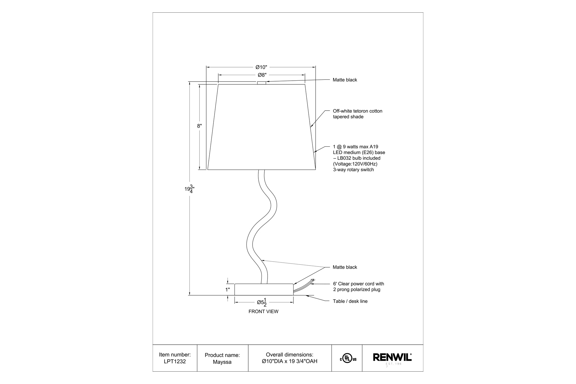 Renwil - Mayssa Table Lamp