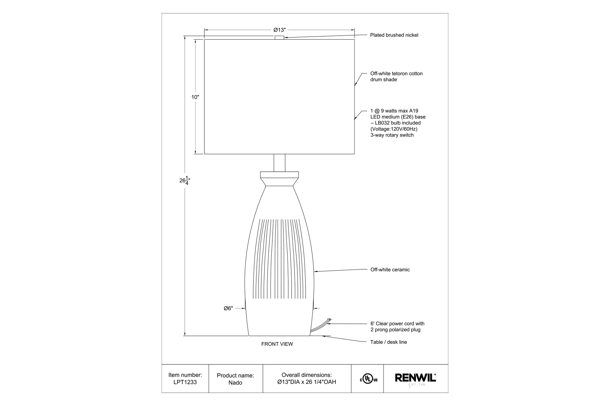 Renwil - Nado Table Lamp