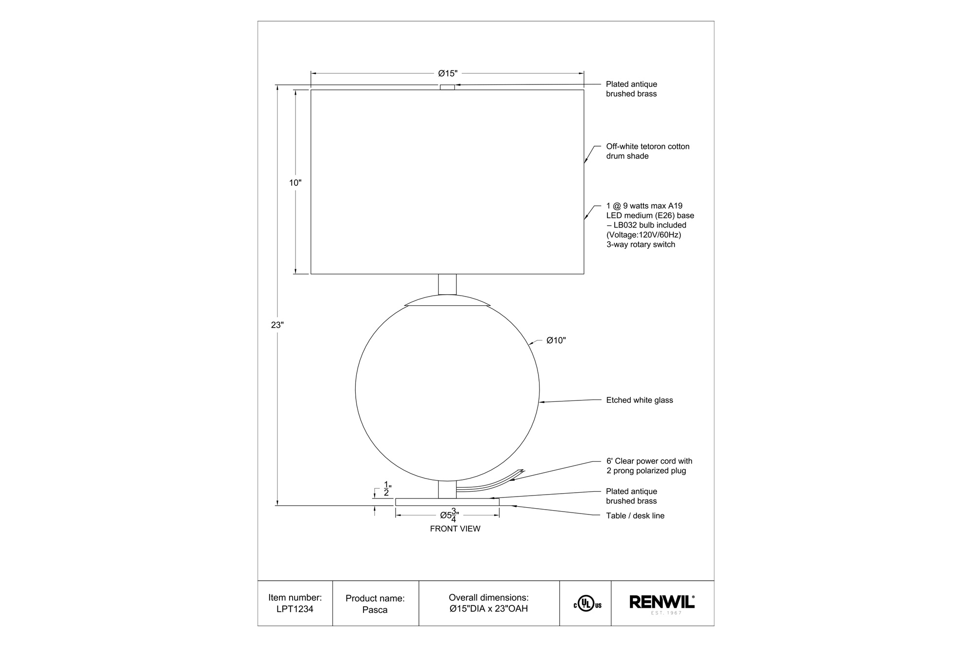 Renwil™ - Pasca Table Lamp