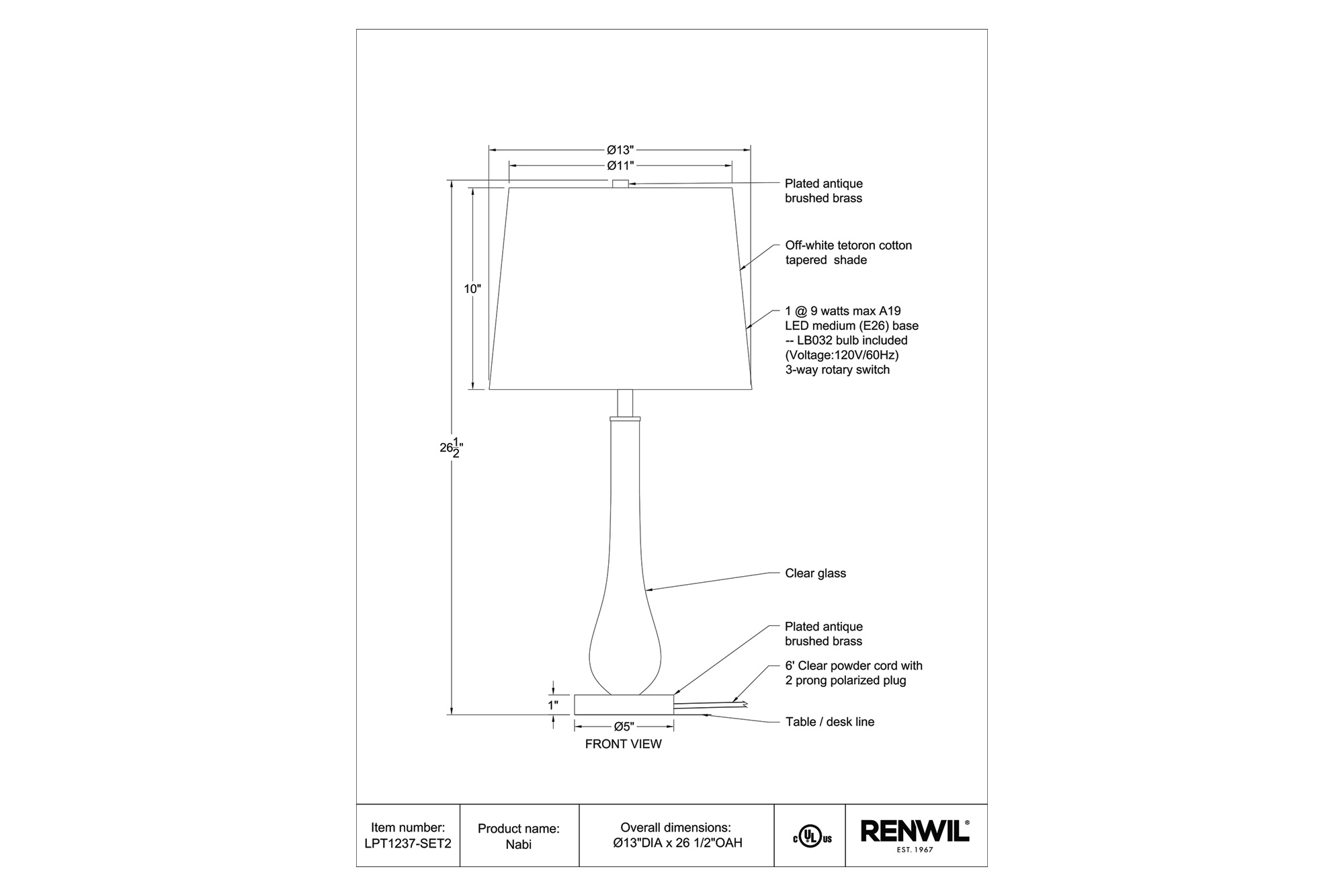 Renwil™ - Nabi Table Lamp Set Of 2