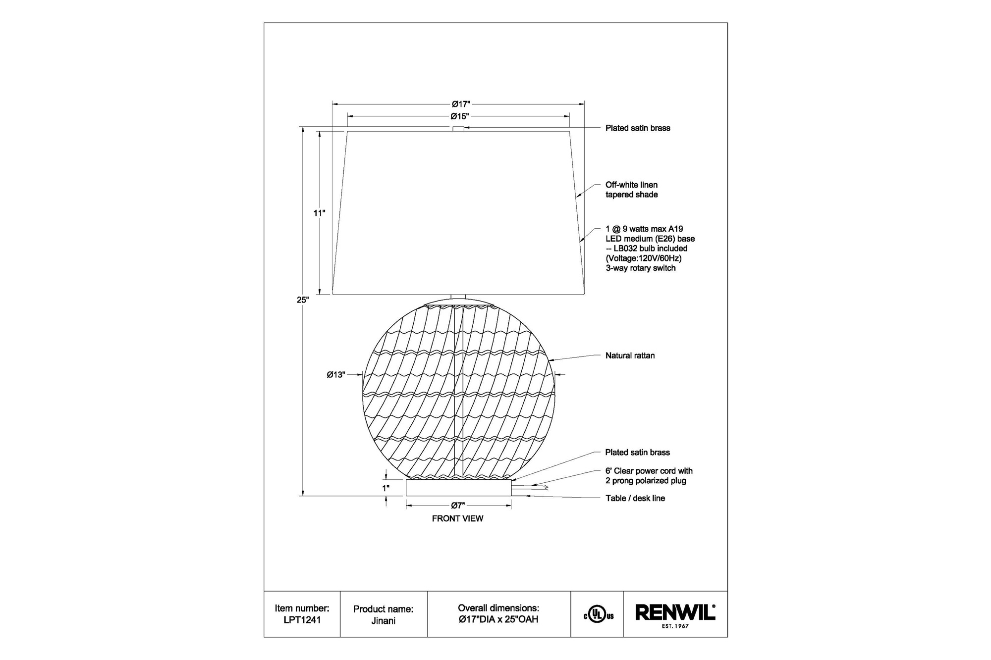 Renwil - Jinani Table Lamp