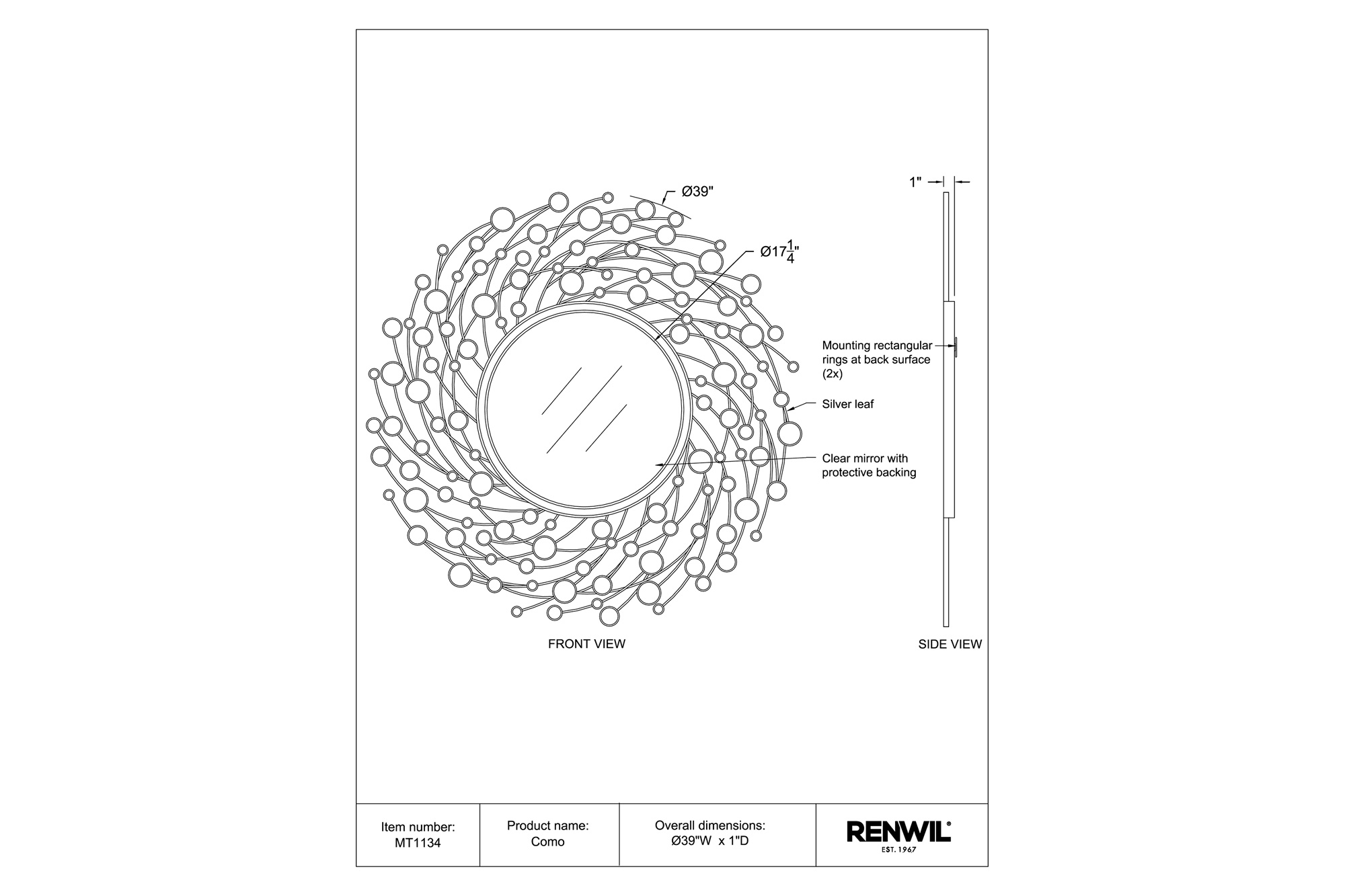 Renwil - Como Wall Mirror