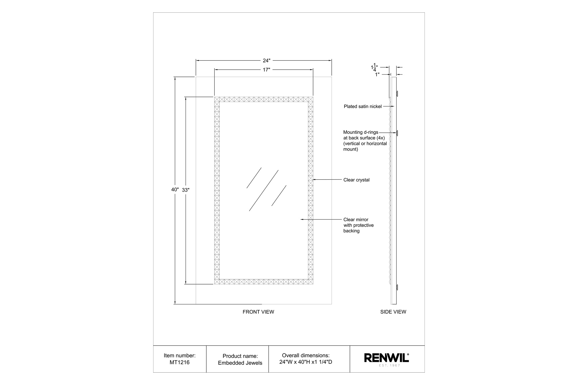 Renwil™ - Embedded Jewels Wall Mirror