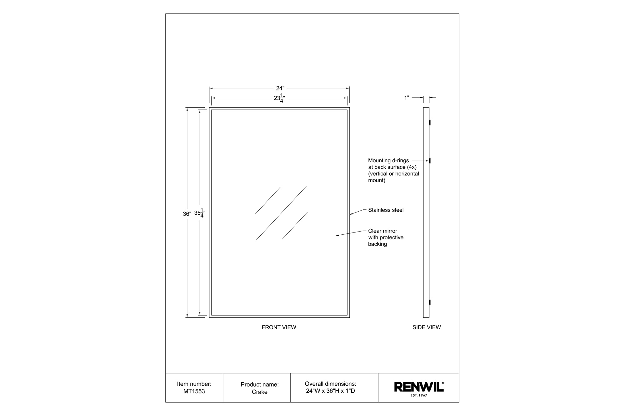 Renwil™ - Crake Wall Mirror