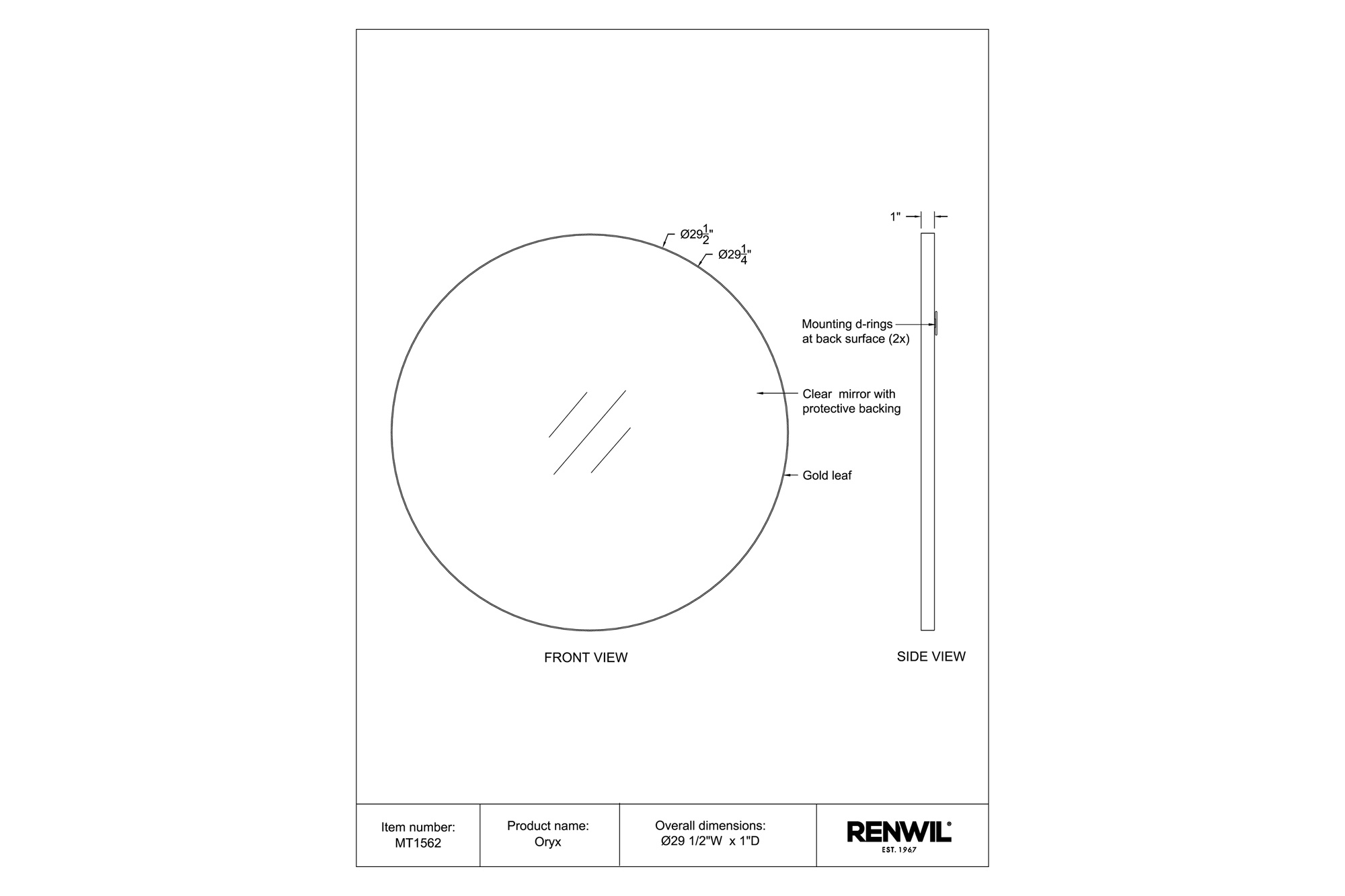 Renwil - Oryx Wall Mirror