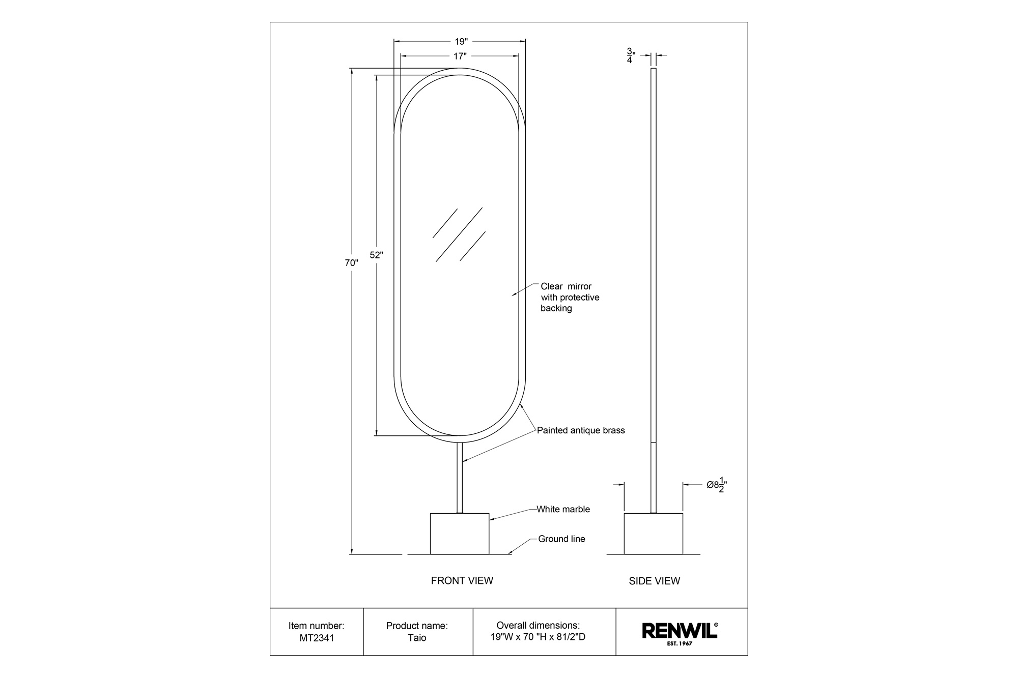 Renwil™ - Taio Floor Mirror