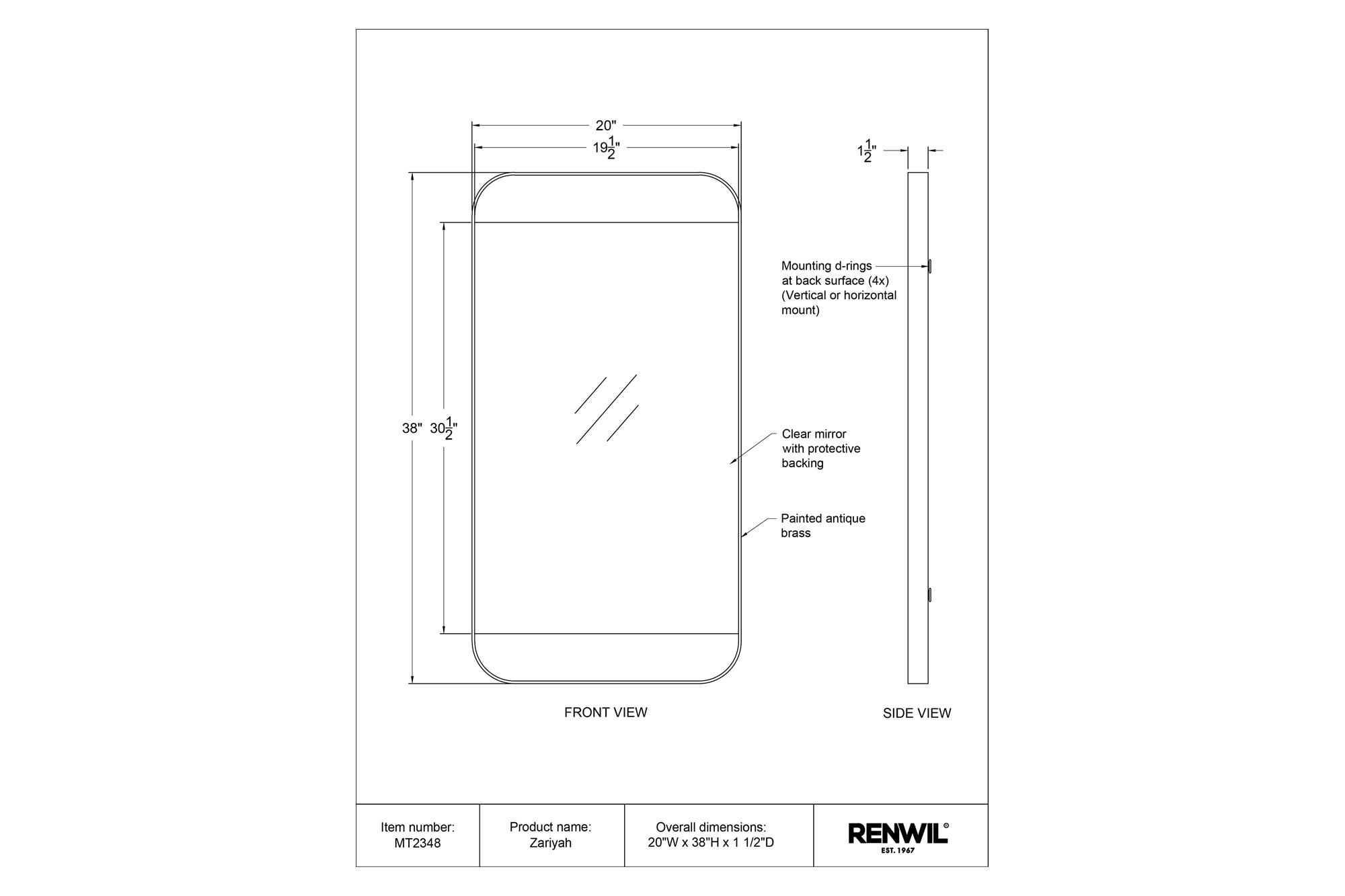 Renwil™ - Zariyah Wall Mirror