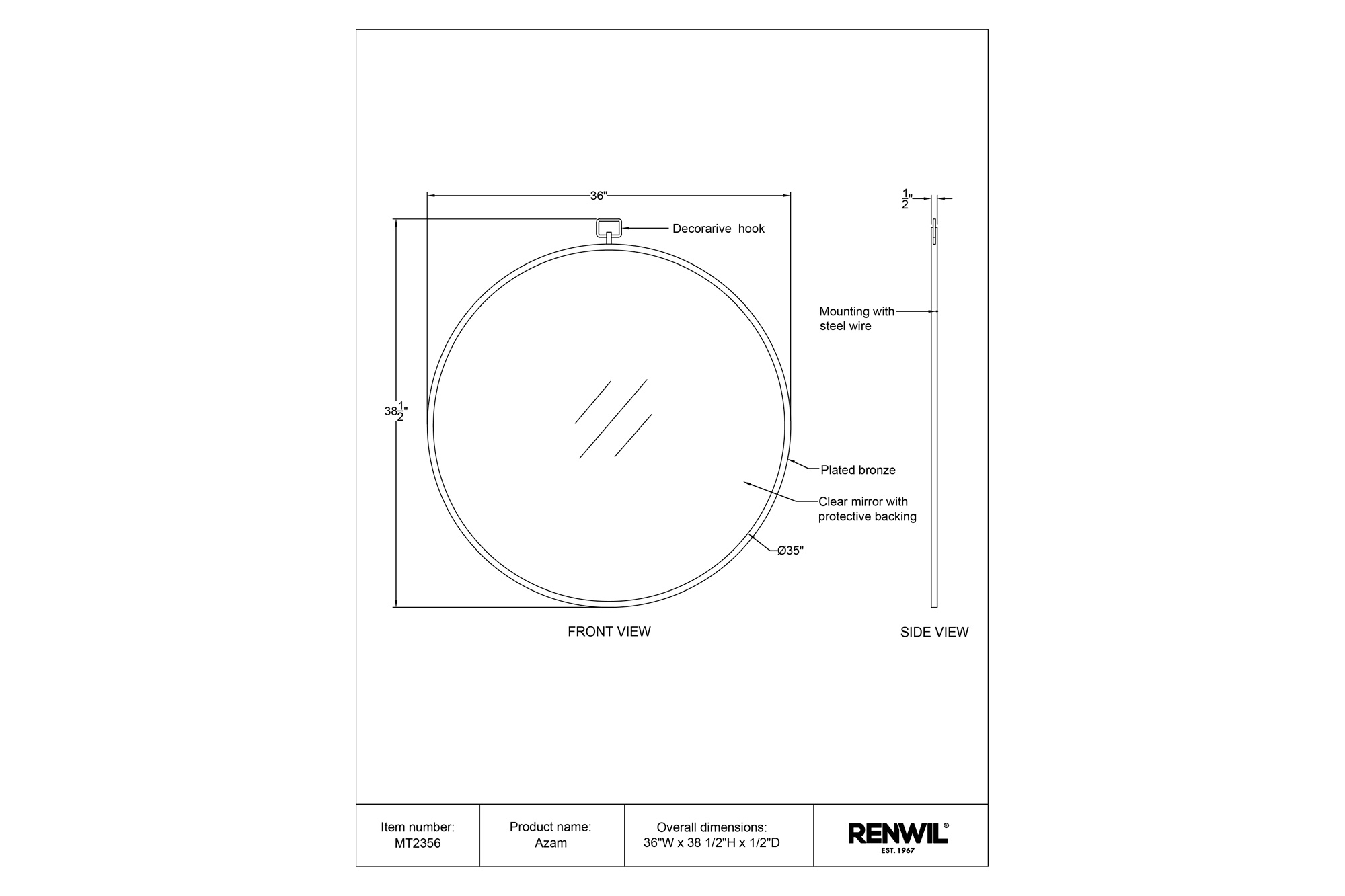 Renwil - Azam Wall Mirror