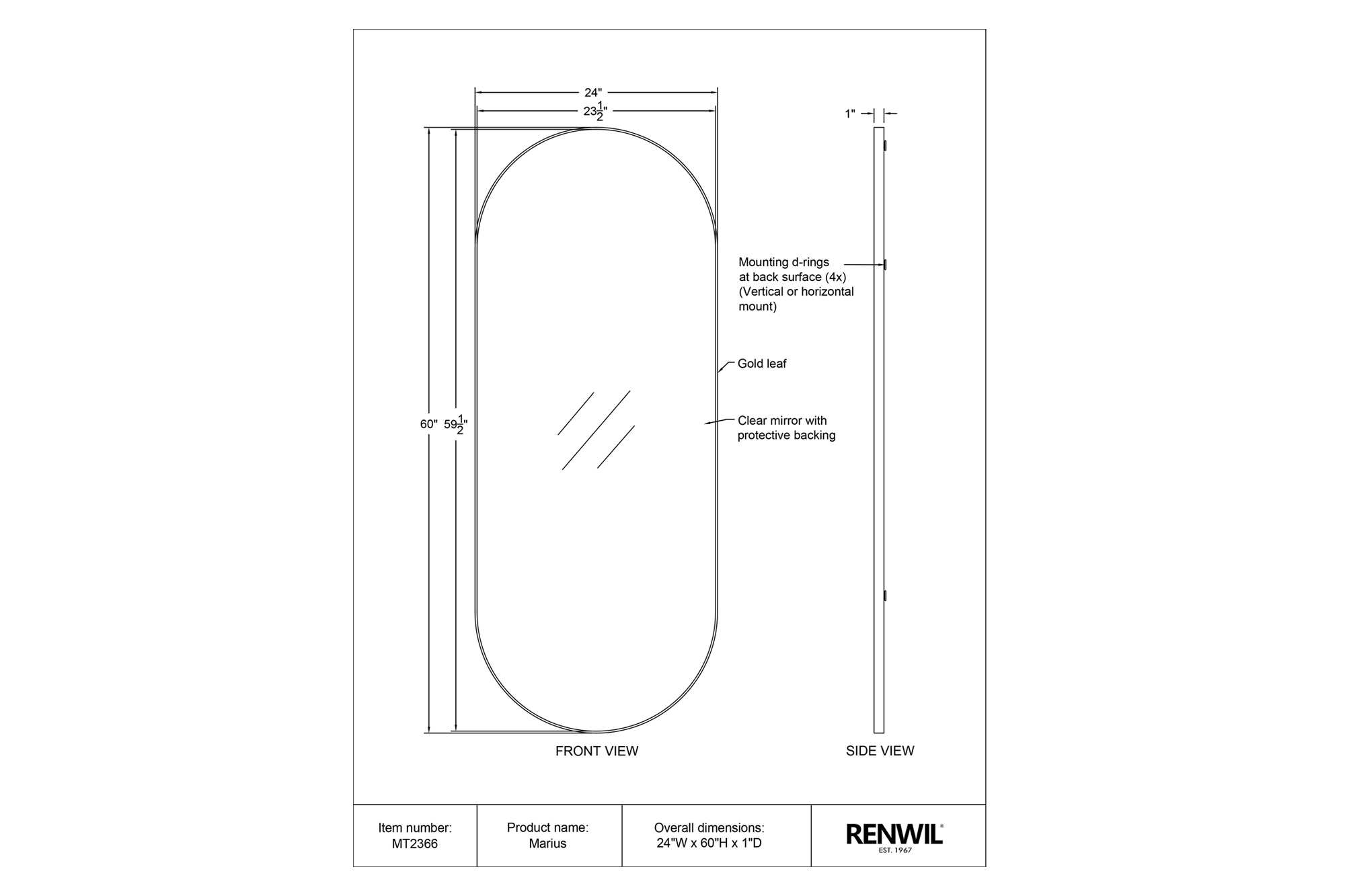 Renwil™ - Marius Wall Mirror