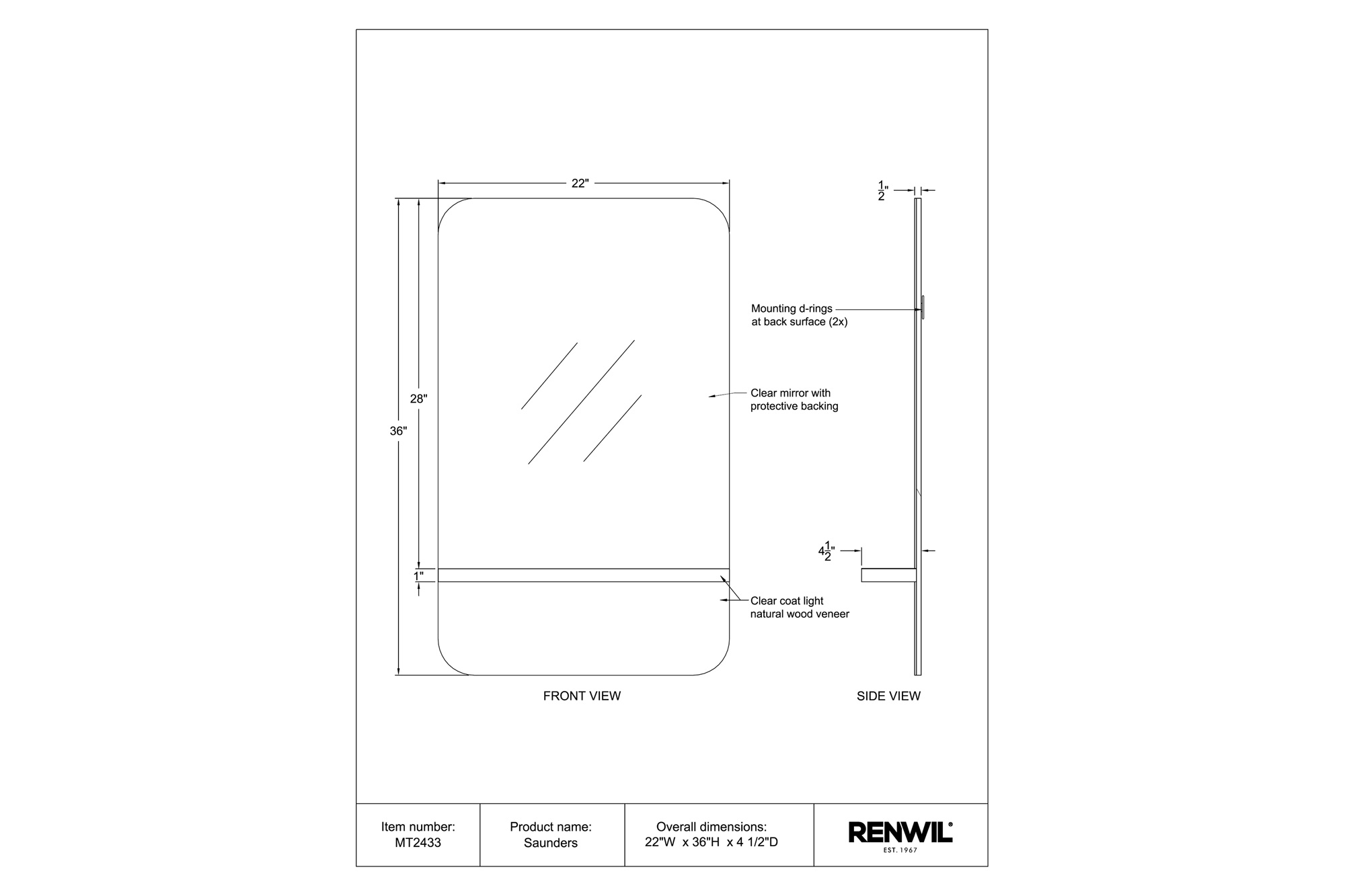 Renwil™ - Saunders Wall Mirror