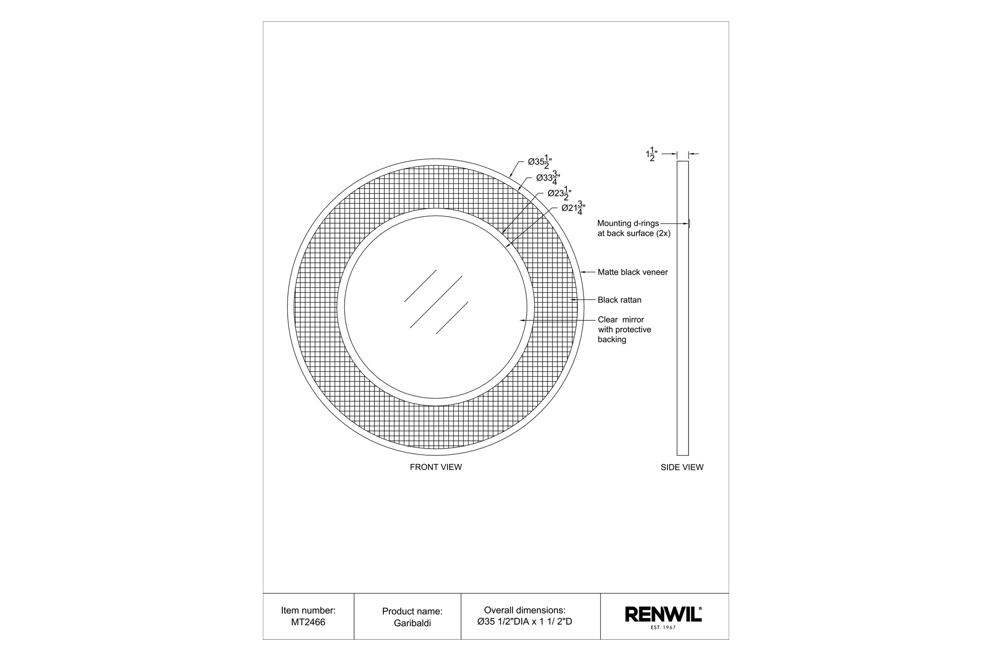 Renwil - Garibaldi Wall Mirror